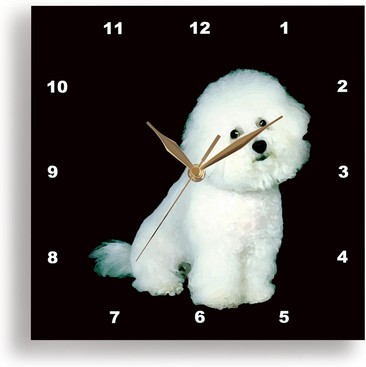 3dRose Wall Clock Silent - 15 inch - Bichon Frise - Dogs Bichon Frise