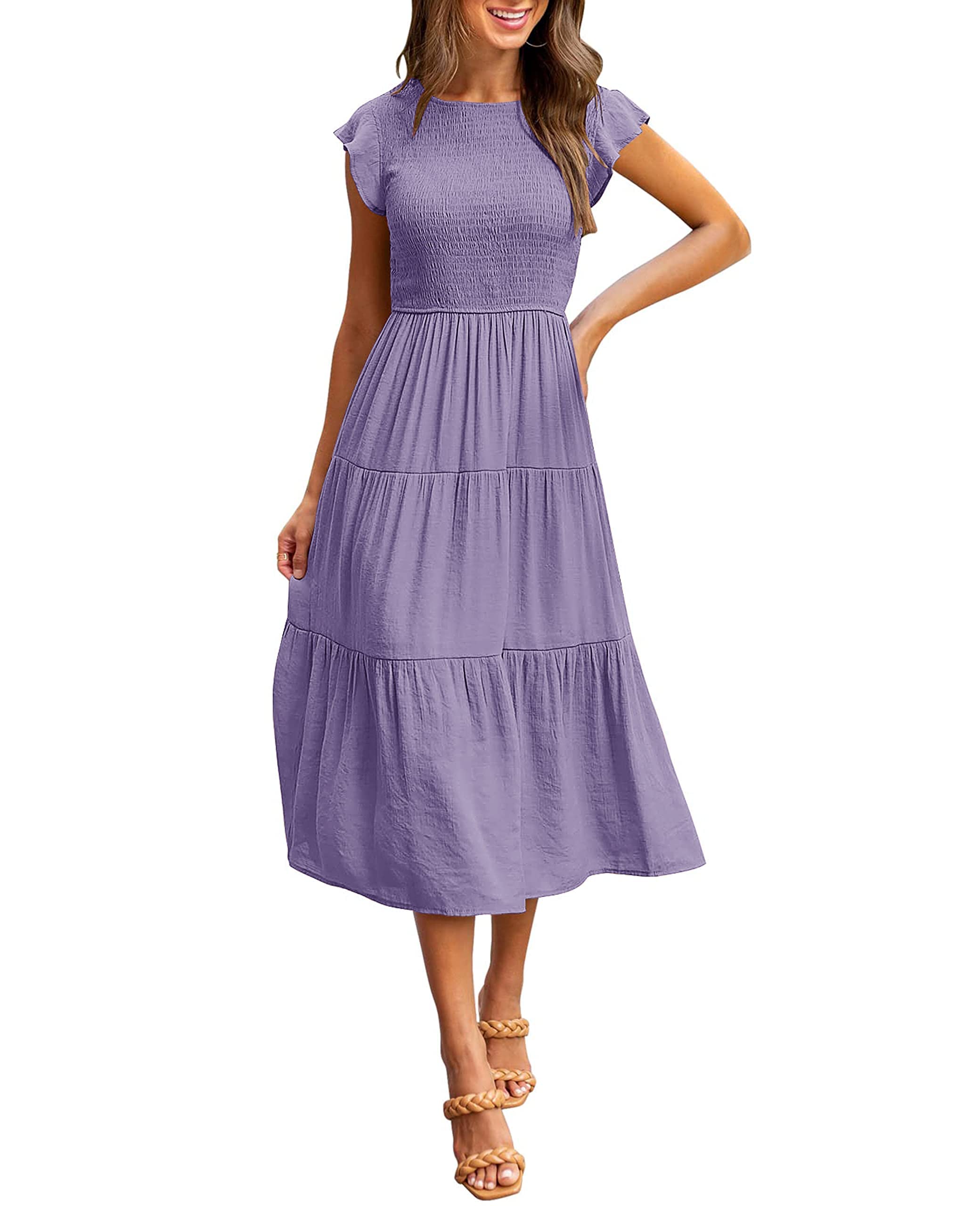 MEROKEETY Damen A-Linien-Kleid Weich
