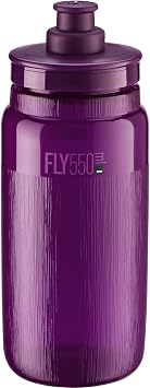 Elite Fly Lightweight Cycling Bottle - Purple, 550ml / 0.5L Water Bidon Flask Drinking Drink Bicycle Cycle Biking Bike Road Racing Race Gym Triathlon Time Trial Super Ultralight Corsa Fit Cage