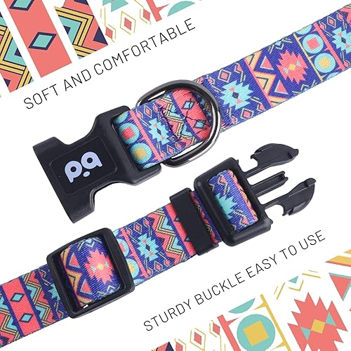 Miniatura 3 de QQPETS Collar suave ajustable para perro Estampado de flores rosadas, multicolor, lindos patrones para especies pequeñas, talla XS, especies