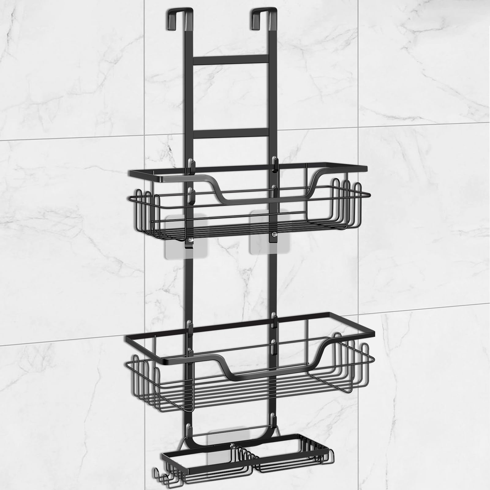 Lawhood-Mijin Shower Caddy Hanging Organizer Rack with Hooks and Adhesives No Drilling Rustproof Stainless Steel Bathroom Organizer Bathroom