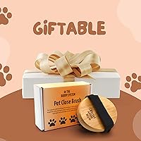 Vista 8 de The Buddy System Cepillo Cercano para Mascotas, Cepillo de Palma Ovalado de Tacto Suave - Masaje de Bambú Portátil con Cerdas Suaves de Jabalí