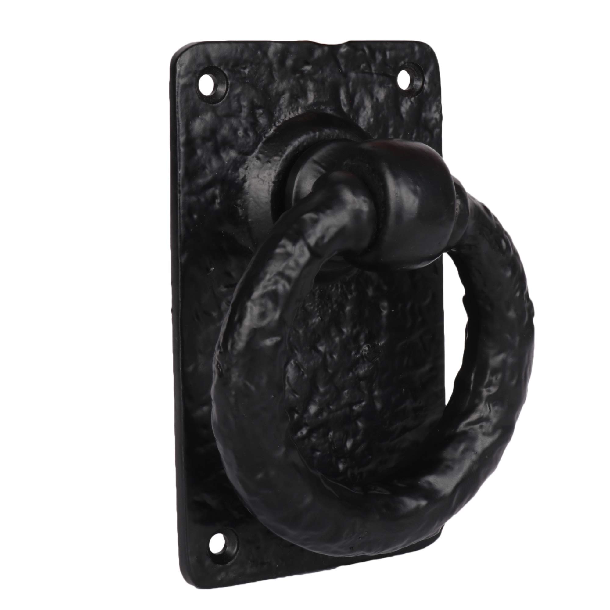 SKANDH Żelazny czarny powlekany proszkowo 12,5 cm x 33,5 cm pierścień kołatka do drzwi