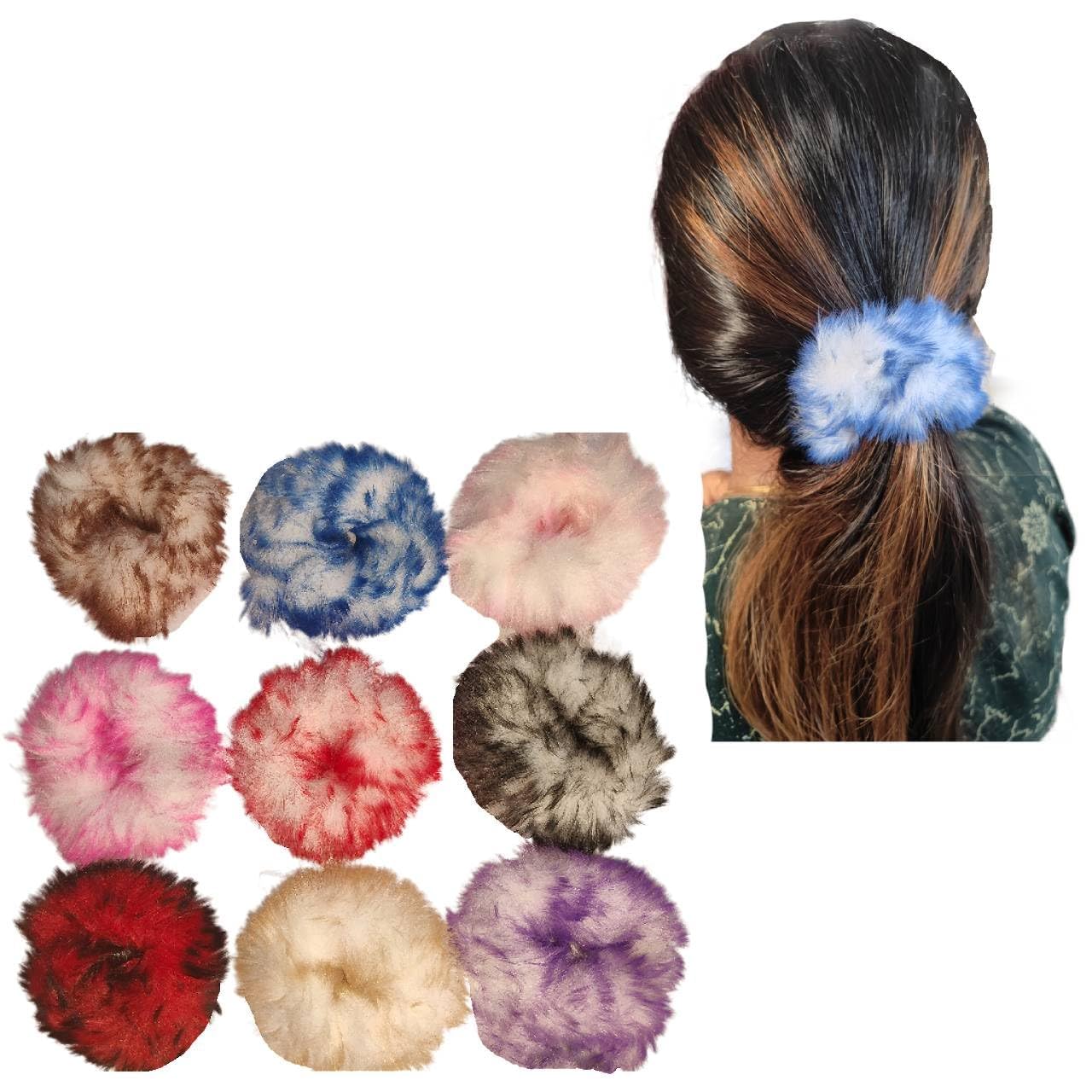 The Vastra Studio Fur Hair Scrunchies Ties Furry Elastic Colour Hair Bands Ponytail Holders for Girls and Women (Pack of 6) Multicolor (B0CYPL3Z9N) Amazon Price History, Amazon Price Tracker