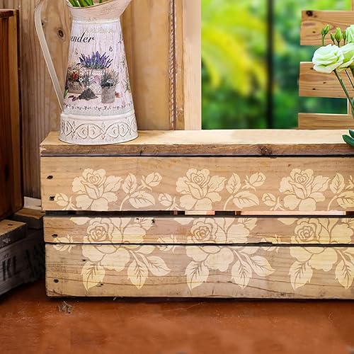 Miniatura 4 de GSS Designs Bloom Rose Stencils - Juego floral para pintar paredes y muebles de tela, lienzo de madera, plantillas de flores reutilizables, 12 x 12