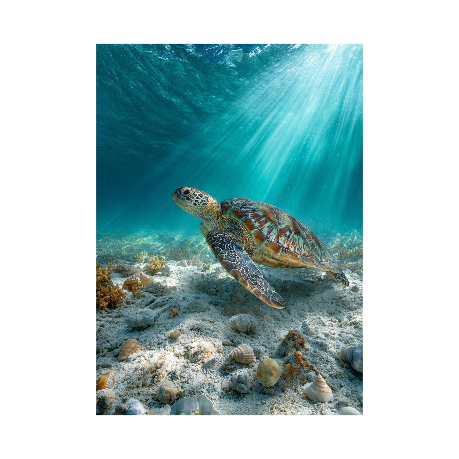 TERUEA Animal Bathroom Print Animal Sunlight Seabed Ocean Canvas Wall Art Bathing Animals Humor Abstract Prints,(Turquoise)-80x120cm Unframed