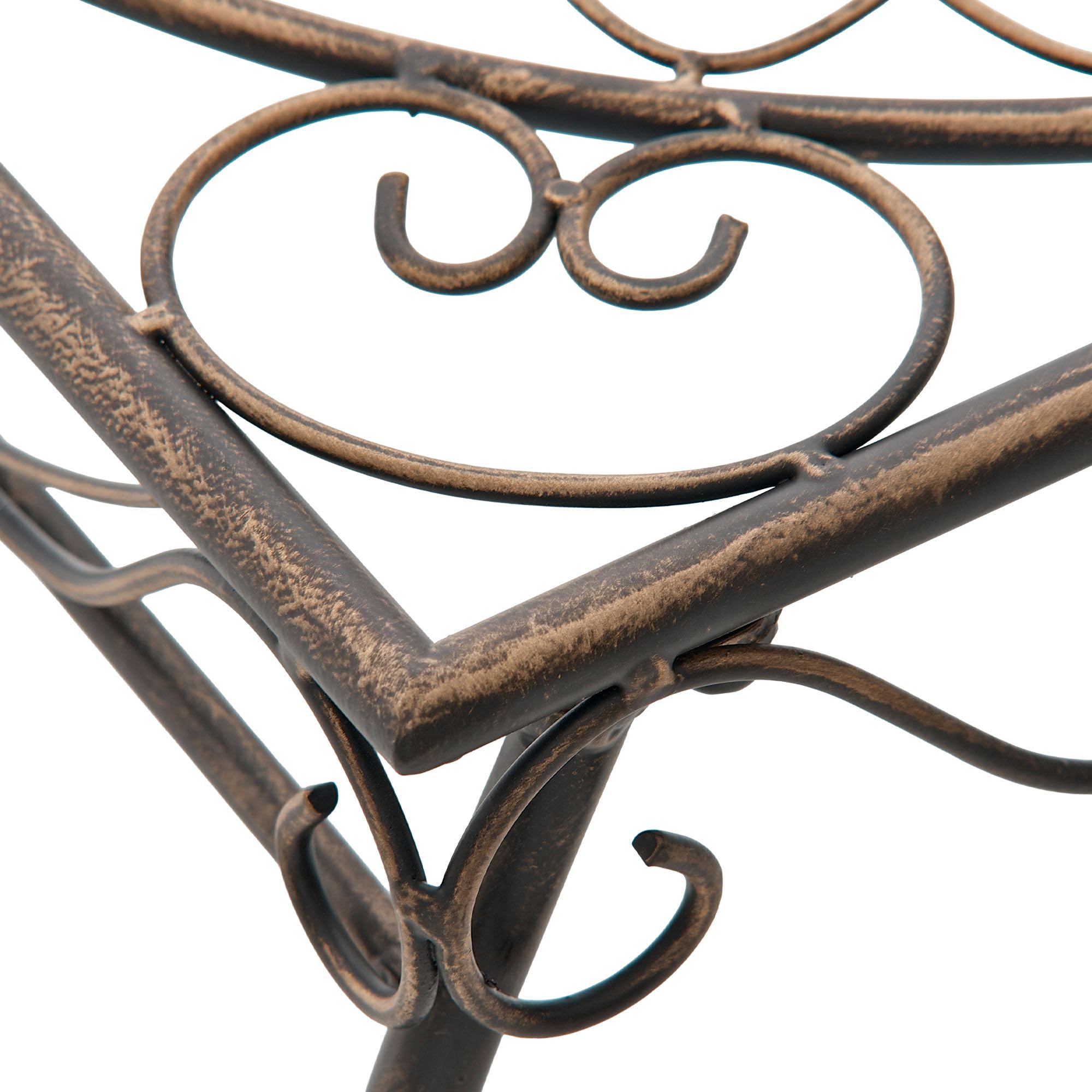 CLP Tavolino da Giardino in Ferro Zarina, Stile Liberty Romantico, Idrorepellente, Bronzo