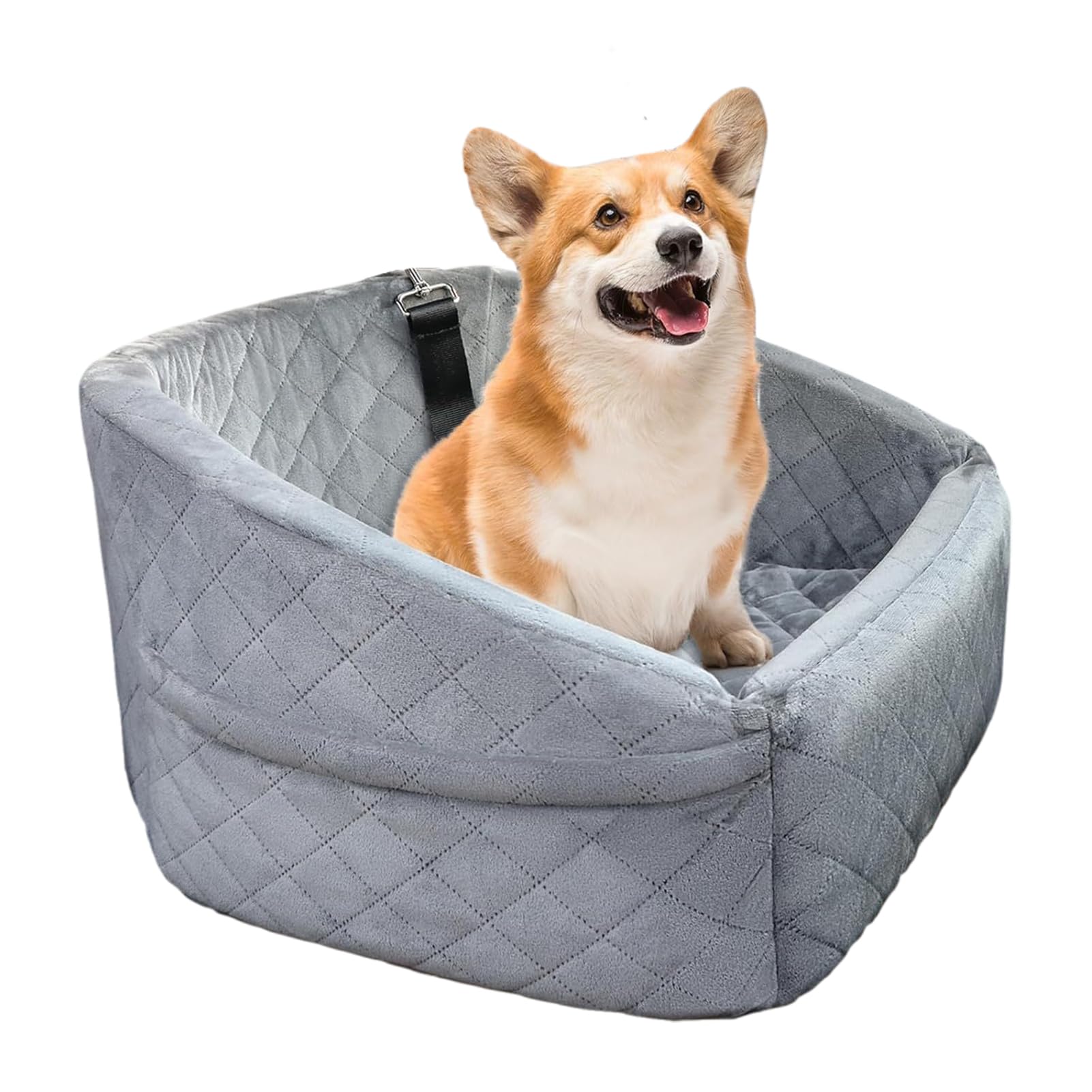 Asiento de Coche para Perros, Cama para Mascotas, Cesta para Perros, fácil de Limpiar, Apto para Todas Las Razas, Accesorios de algodón para, Gris