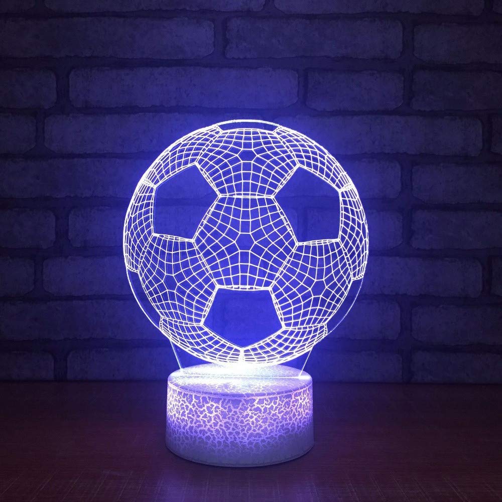 althiqahkey Home Decor Bedroom 3D Led Visual Football Shapes Touch Button Night Lights Colorful Gradient Table Lamp Mood Lighting Decoration