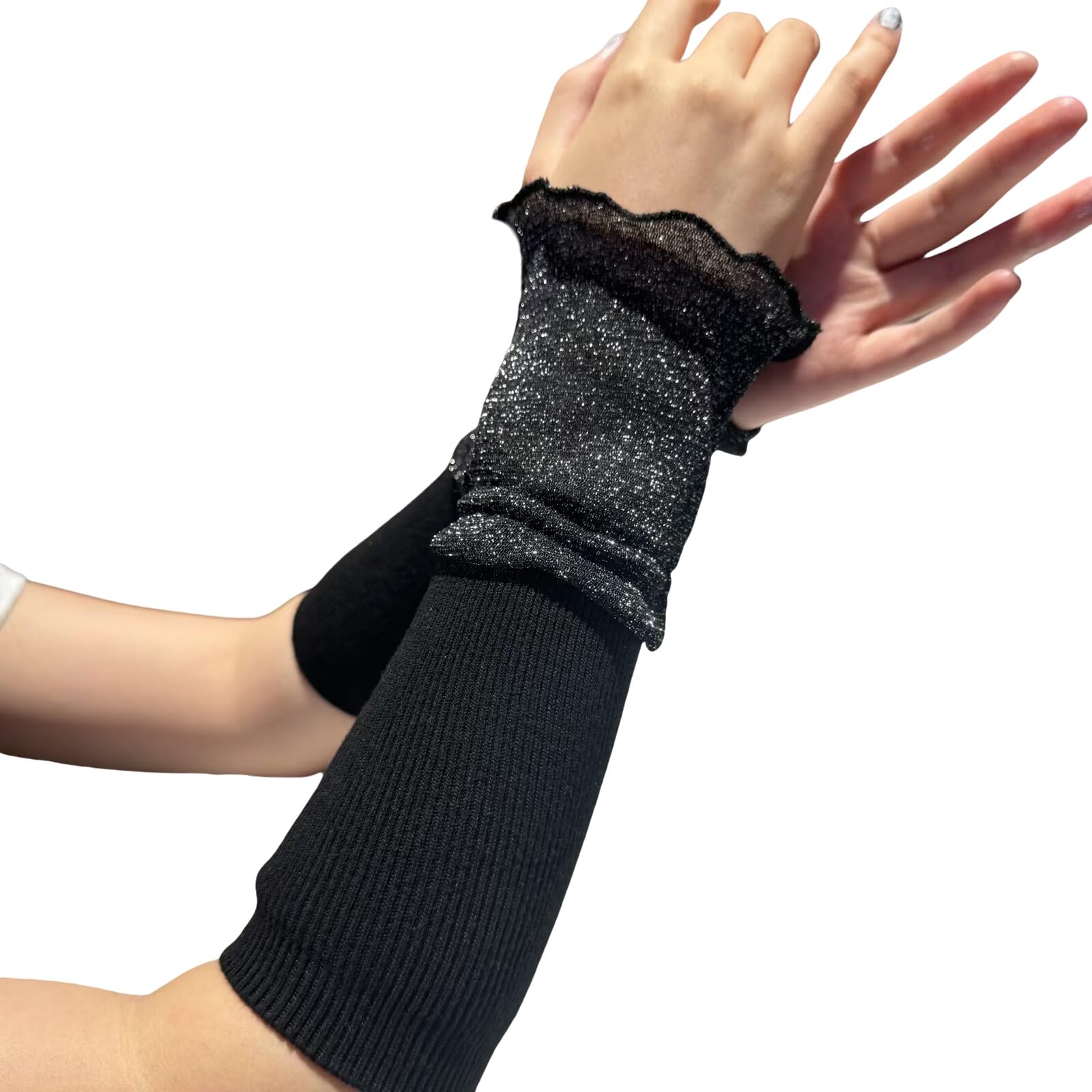 MICFENY Elegant Lace Embellished Wrist Covers Ventilated Fabric For Everyday Otherwise Outdoor Tasks