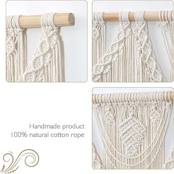 Macrame Wall Hanging Large Woven Tassel Tapestry Beige Boho Wall Art Decor