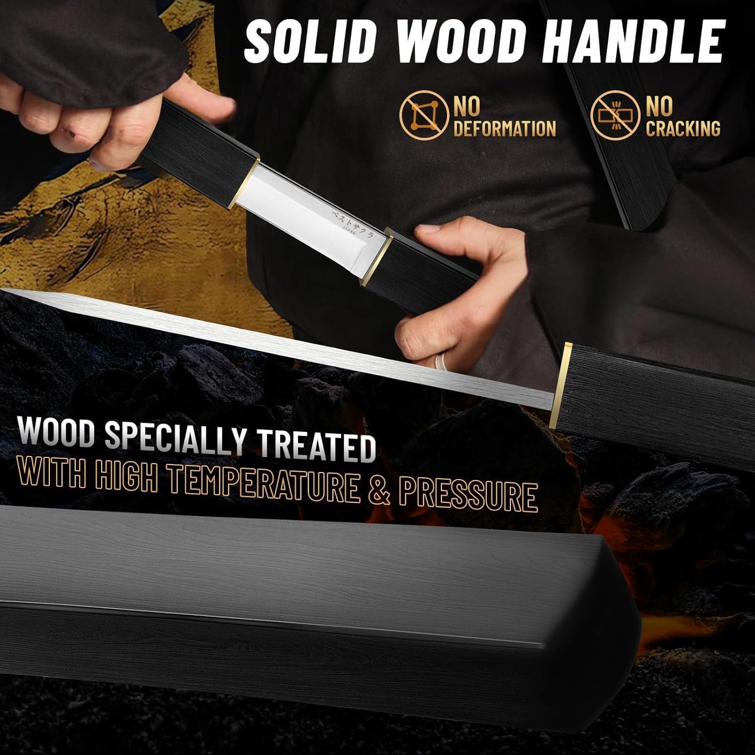 Moontay Mini Katana Knives Set – 2 in 1 Janpanese Tanto Knife with Integrated Wood Sheath & Handle, Stainless Outdoor Double Knife Set, Short Samurai Swords for Camping Survival BBQ, Christmas Gifts - Image 8