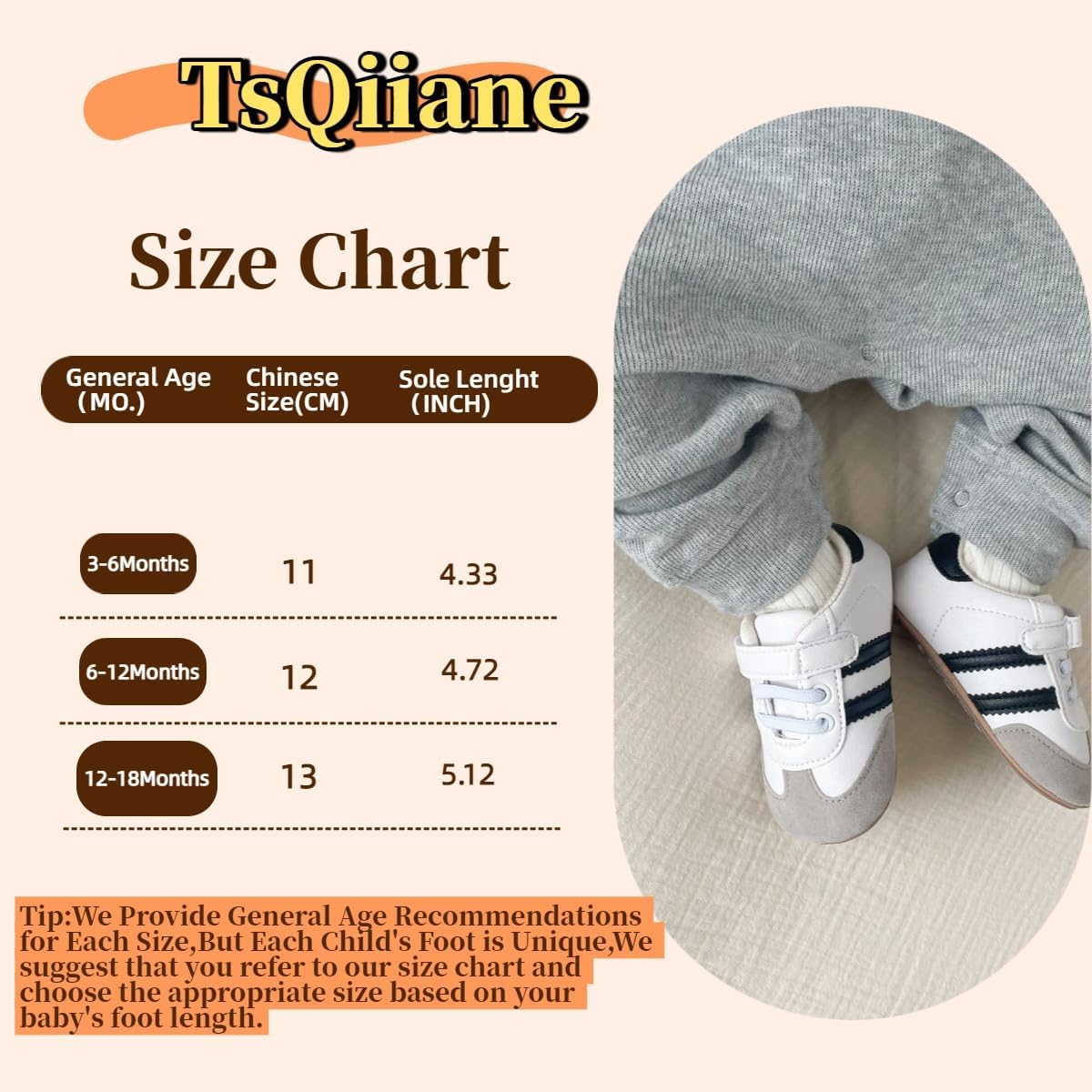 TsQiiane Newbron Baby Boys Girls Retro Sneakers Pu Leather Rubber Sole Walking Shoes Toddler Non-Slip First Walkers Infant Slippers Crib Shoes - Image 6