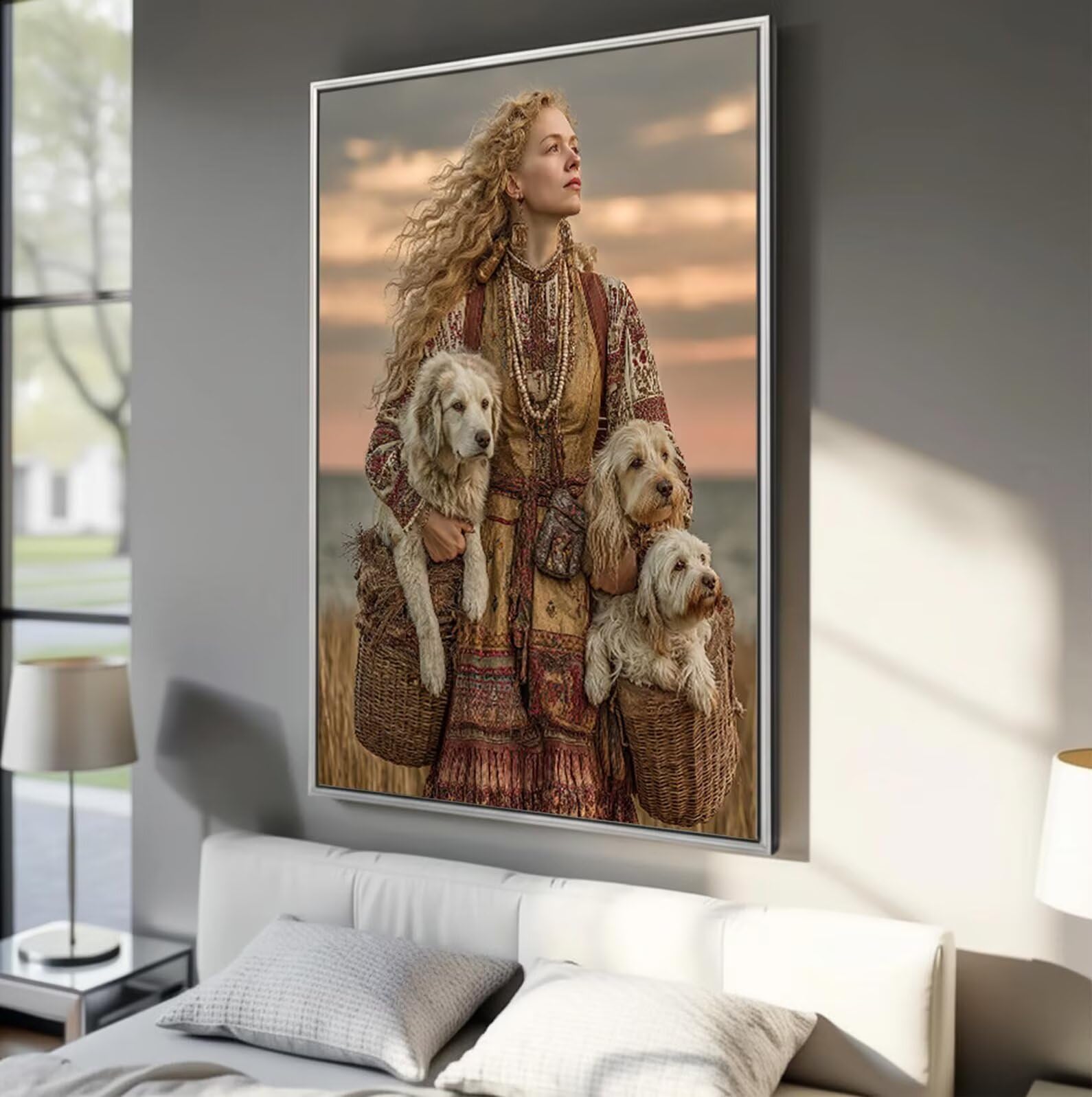 Diamentowy zestaw do malowania, pies kobieta obraz diamentowy zestaw do samodzielnego wykonania dla dorosłych, diamentowe malowanie dla dorosłych diamentowe rysunki do dekoracji ścian domu 60 x 90 cm