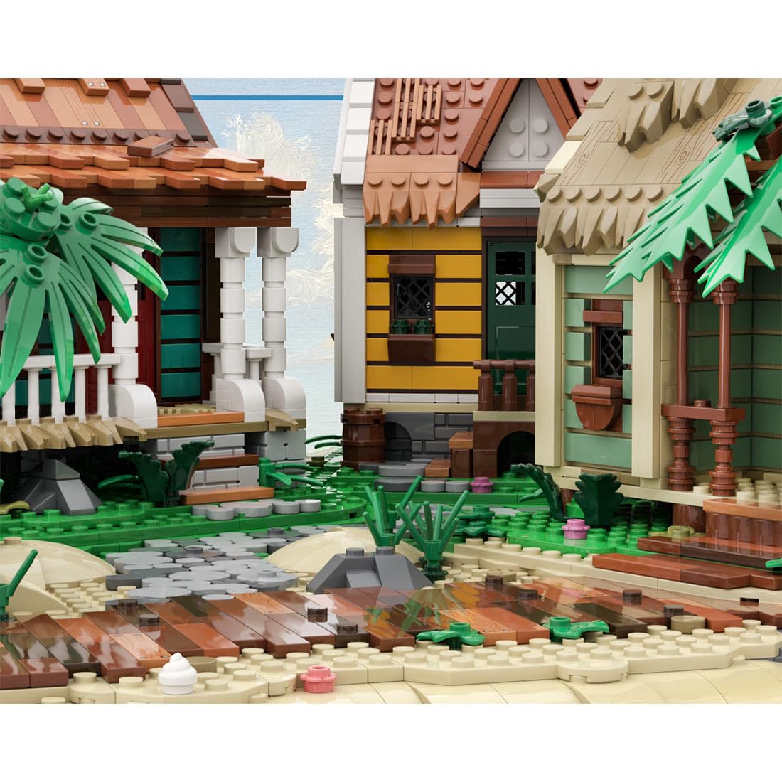 Piraten Hafen Hütte Bausteine Set, Seaside Harbor Shack Küstenstadt Klemmbausteine Modell, Maritime Hafen Szene Sammlermodell für Erwachsene (3298 Teile)