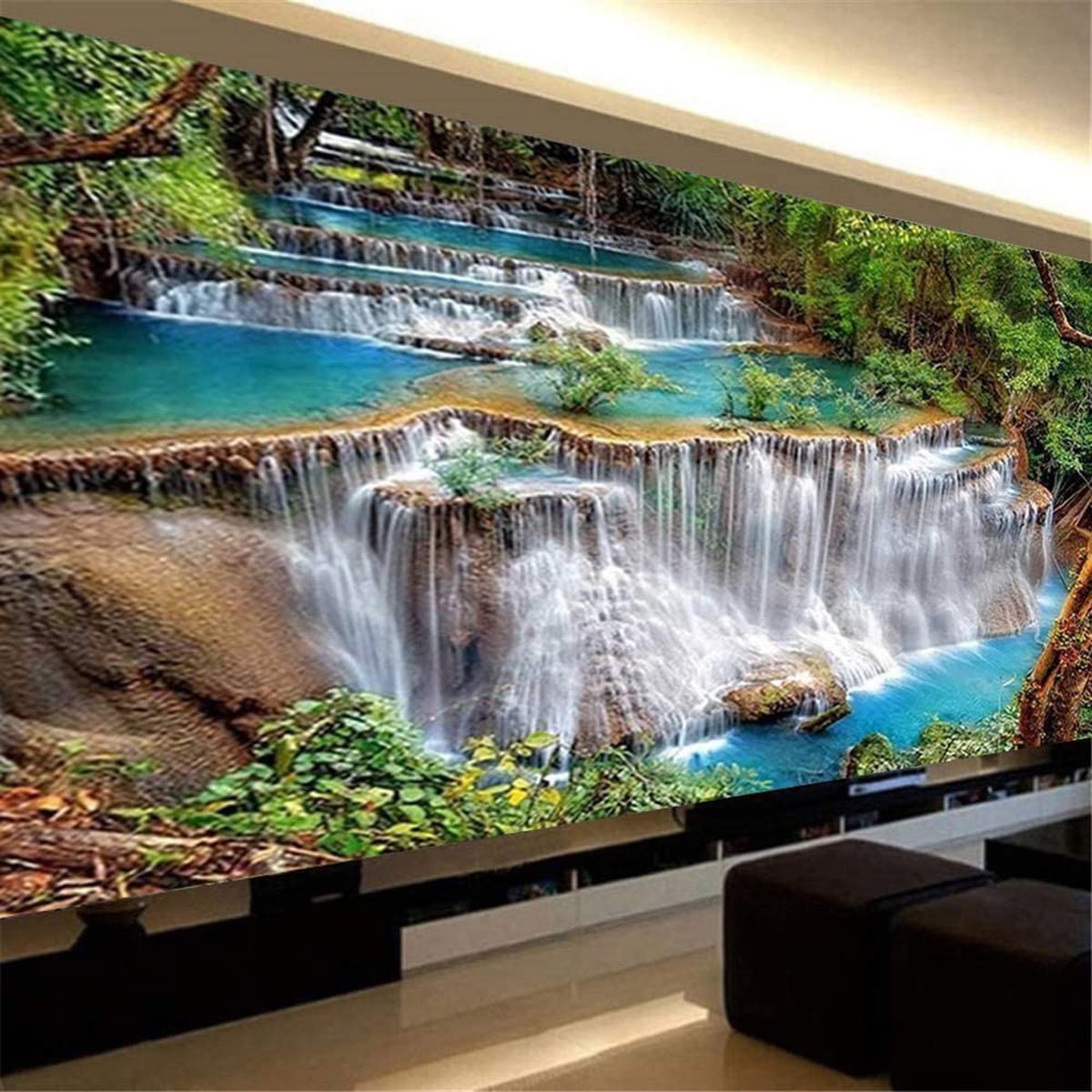 Instarry 5D diamentowe malowanie Duży Diamond Painting Mozaika Kryształ Dekoracje do Salonu Krajobraz Wodospadu 120x50 cm