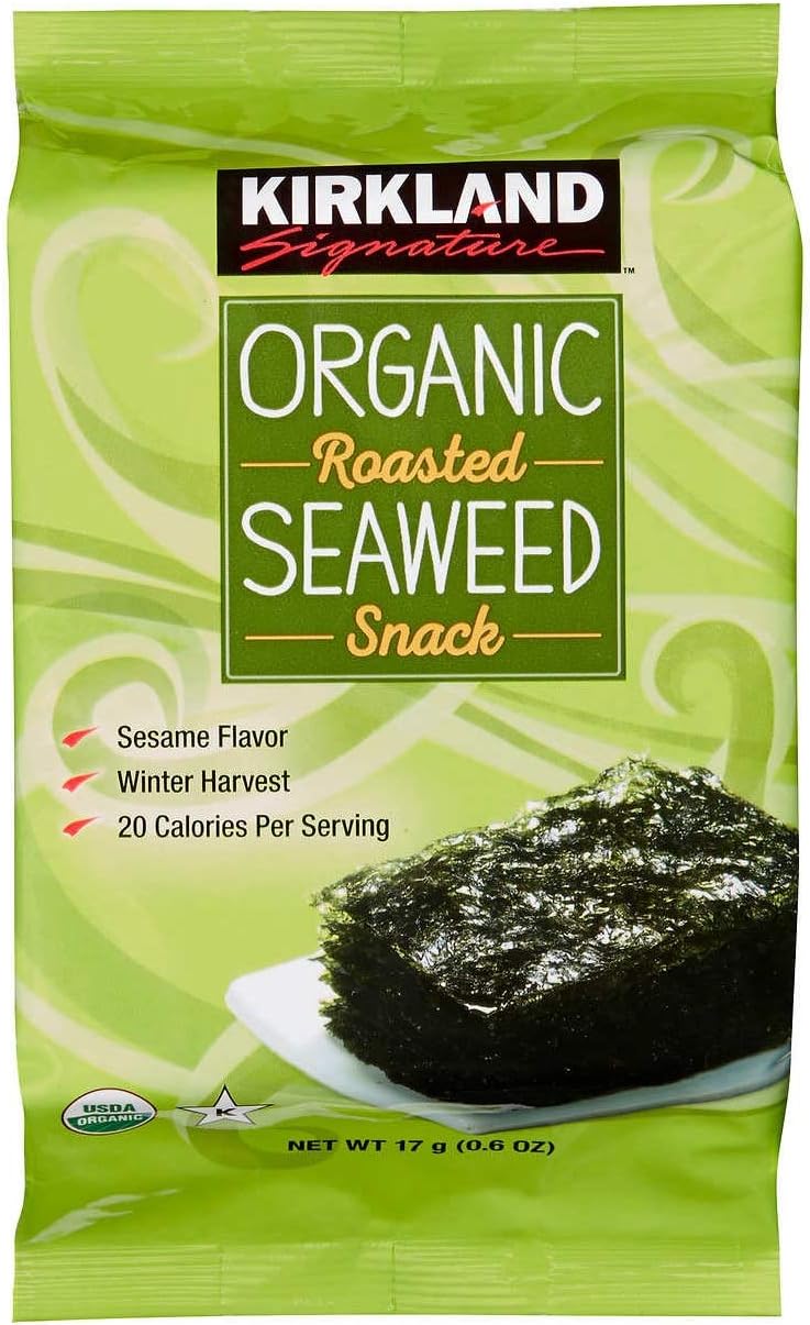 Kirkland Signature Organic Roasted Seaweed Snack, 0.6 Ounce (10 Count) (3 Pack)