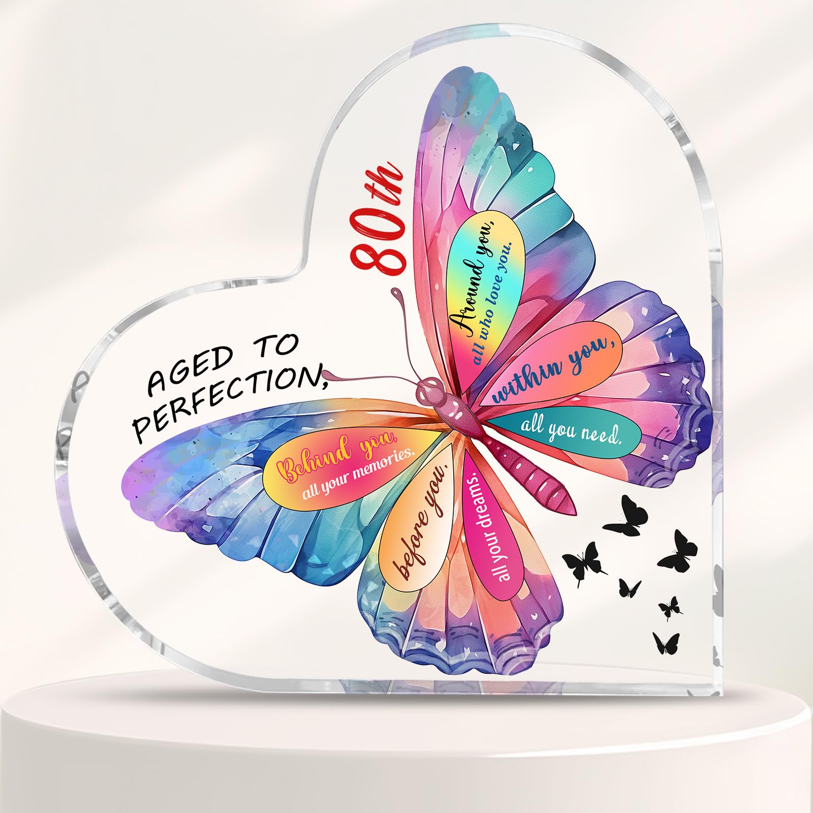 Yasrlvun Women's 80Th Birthday Gifts For 1946 Birthday Gift Birthday Plaque 4"X 4" Acrylic Sign Presents For 80 Year Old Woman