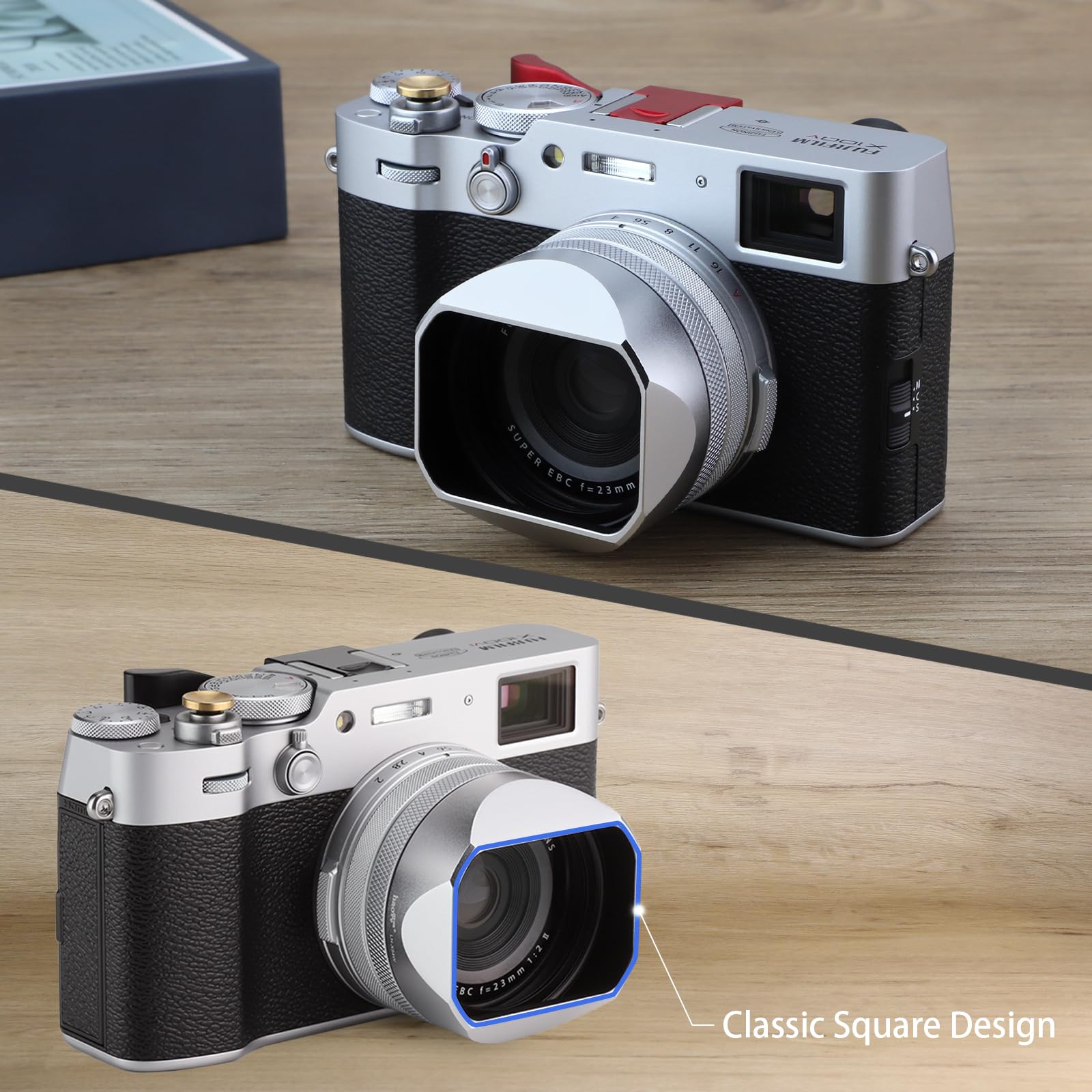 Pare-soleil Métal Haoge LH-X49B Pour Fujifilm X100/X70 - Ultra-fin, Bague Adaptatrice 49mm Inclus