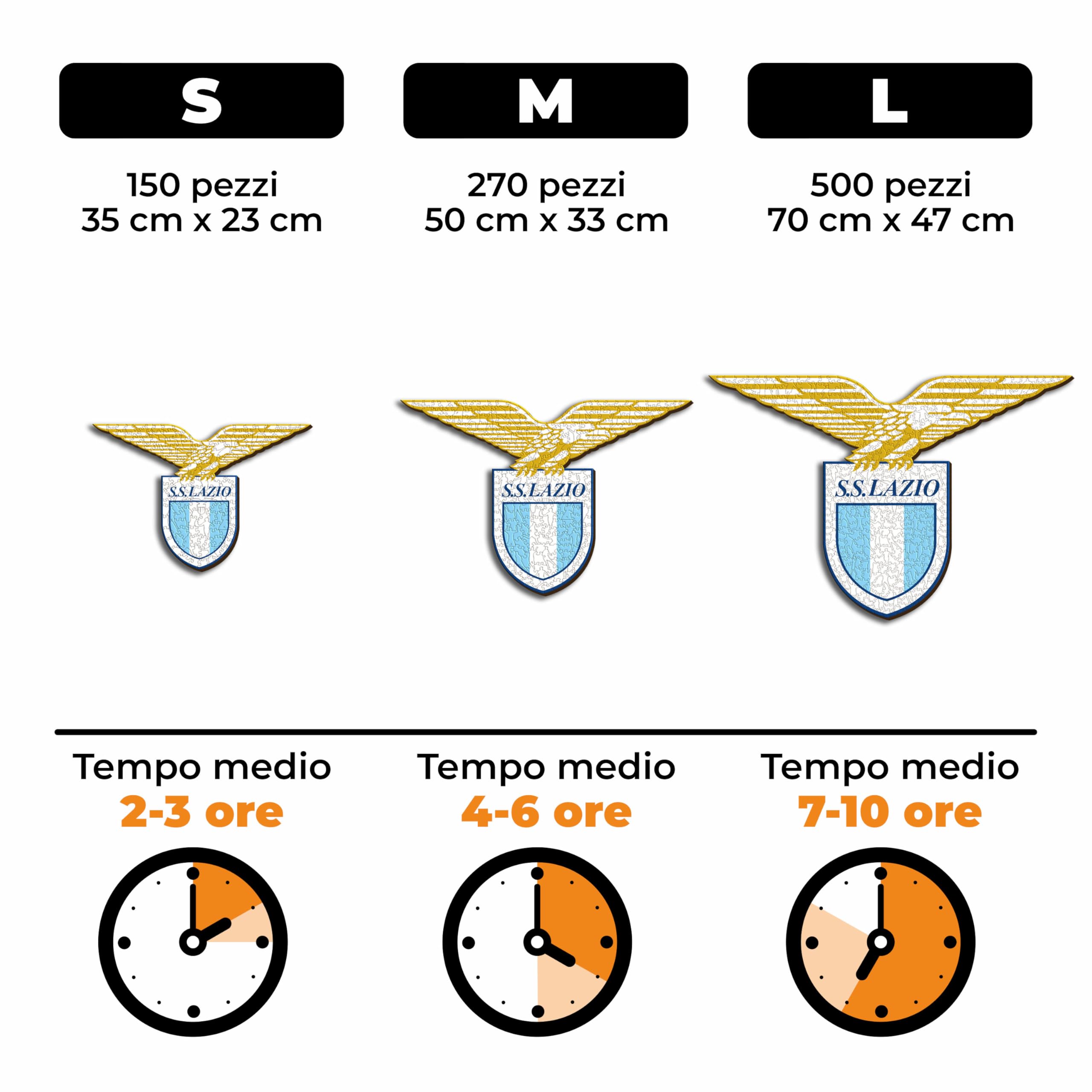 Iconic Puzzles - Lazio, Logo, Puzzle di Legno con licenza ufficiale, 100% sostenibile, regalo per adulti e bambini, taglia M, 270 Pz