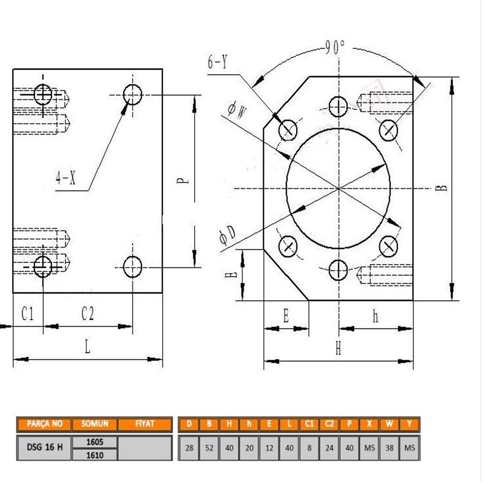 SFU1605 Vis à billes en acier inoxydable 550 mm avec support BK12/BF12, boîtier écrou et embrayage pour automatisés