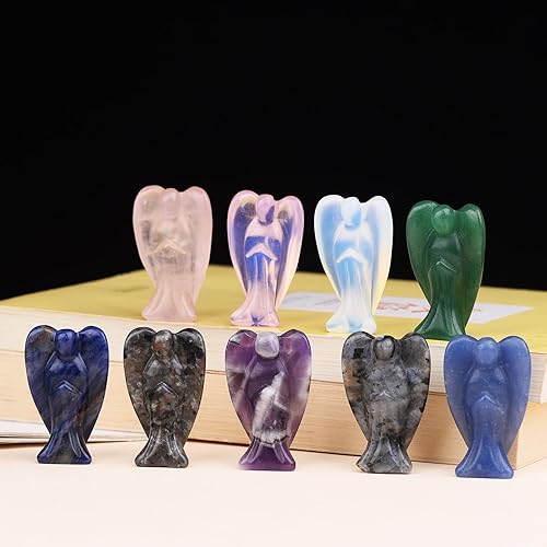 Miniatura 4 de Estatua de cristal de ángel opalita tallada a mano, figuras de ángel pulido de cristal curativo, blanco, lindo ángel de la guarda, decoración de