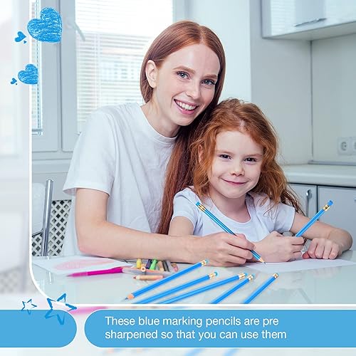 Miniatura 5 de Tatuo 60 lápices de cheques preafilados con borrador borrables para mapas, pruebas de coloración, bocetos, escuela, oficina, edición para niños y