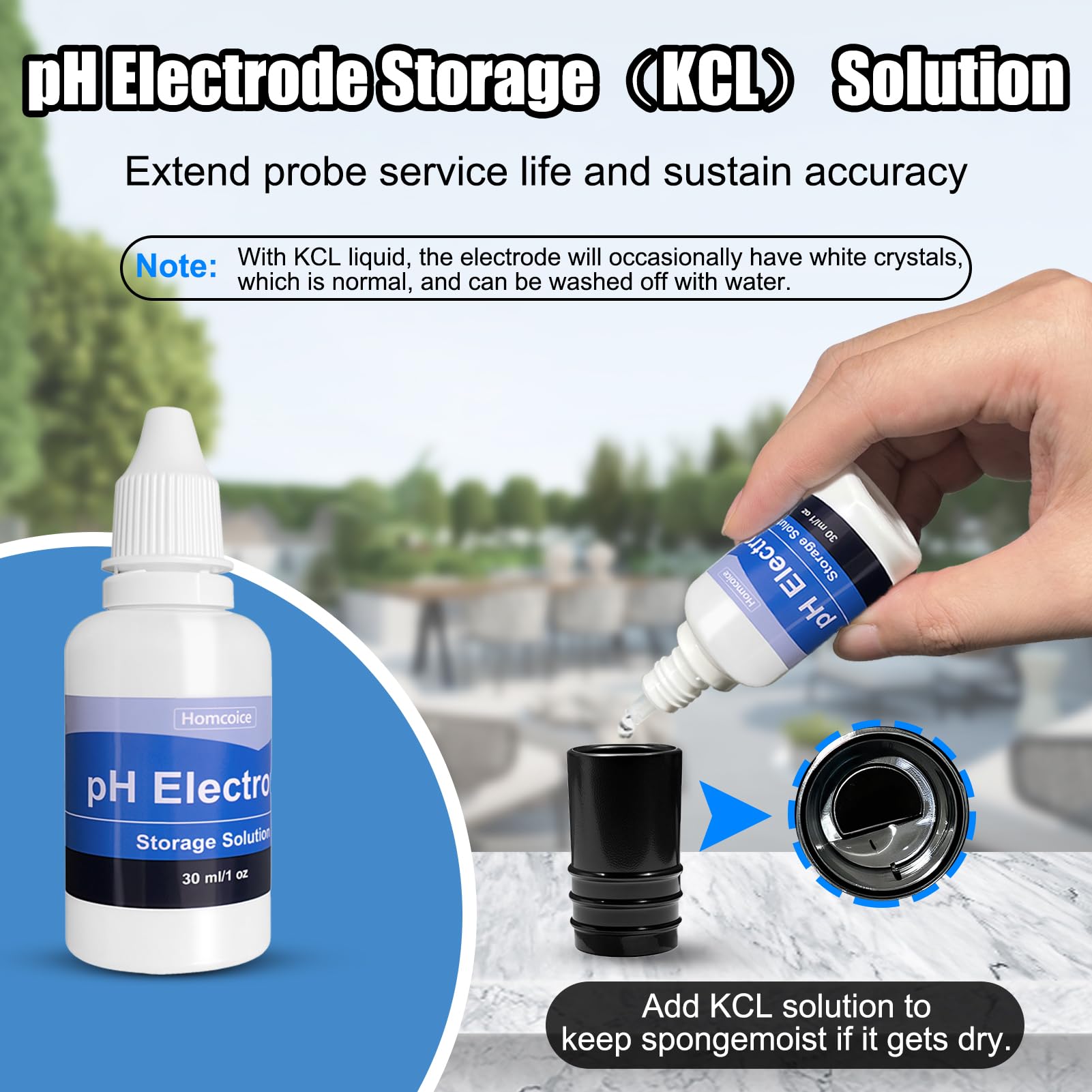 Kit Solution Étalonnaget pH (4.00, 7.00 et 10.01), universel Solution Étalonnage pH 50 ml et Solution Stockage de sonde pH (KCL) 30 ml pour pH-mètres