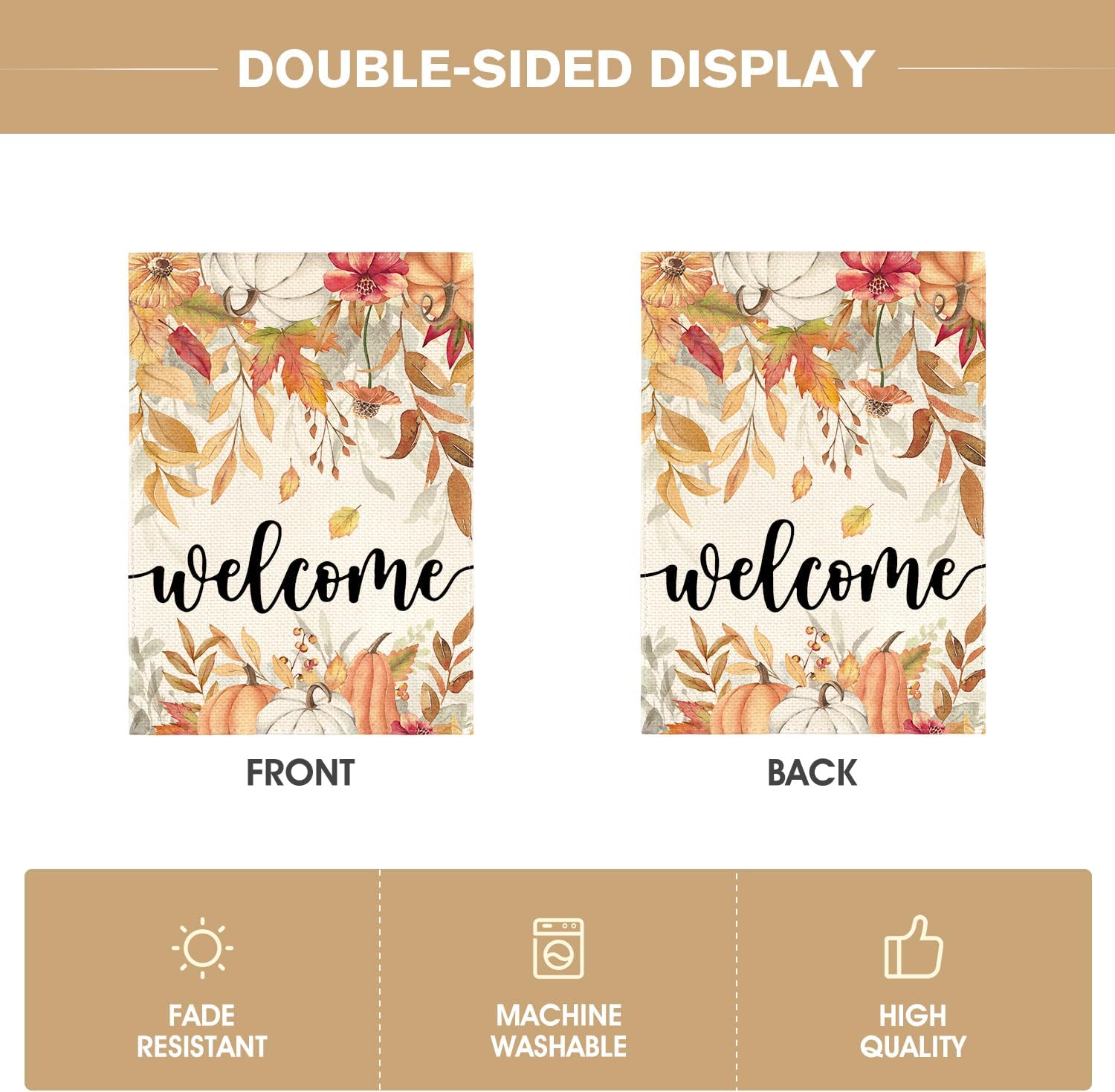 AVOIN colorlife Floral Welcome Fall Garden Flag 12x18 Inch for Outside