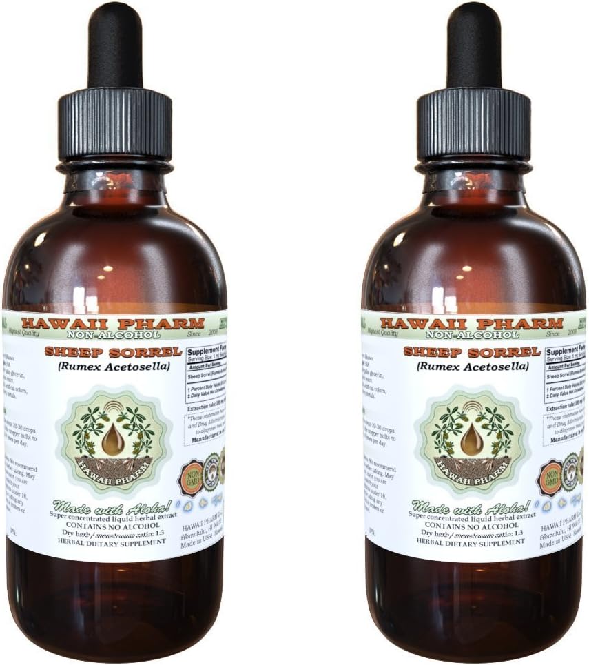 Hawaii Pharm Sheep Sorrel Alcohol-Free Liquid Extract, Professional Grade, Small Batch Crafted Sheep Sorrel (Rumex acetosella) Dried Herb Glycerite Natural Herbal Supplement, 64 fl.oz