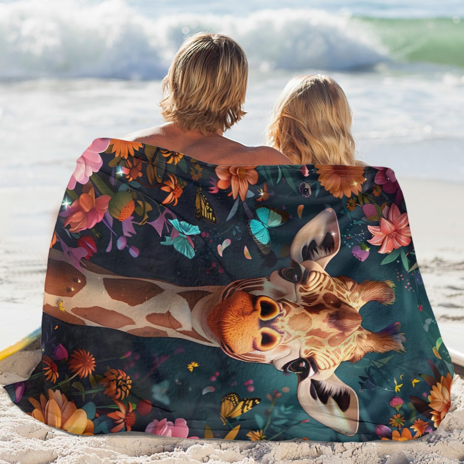 Coperta in pile con giraffa sherpa, per bambini e bambini, rosa, rosso, floreale, per sedia e cabina in pile, 40 x 50 cm, decorazione vintage in peluche a righe