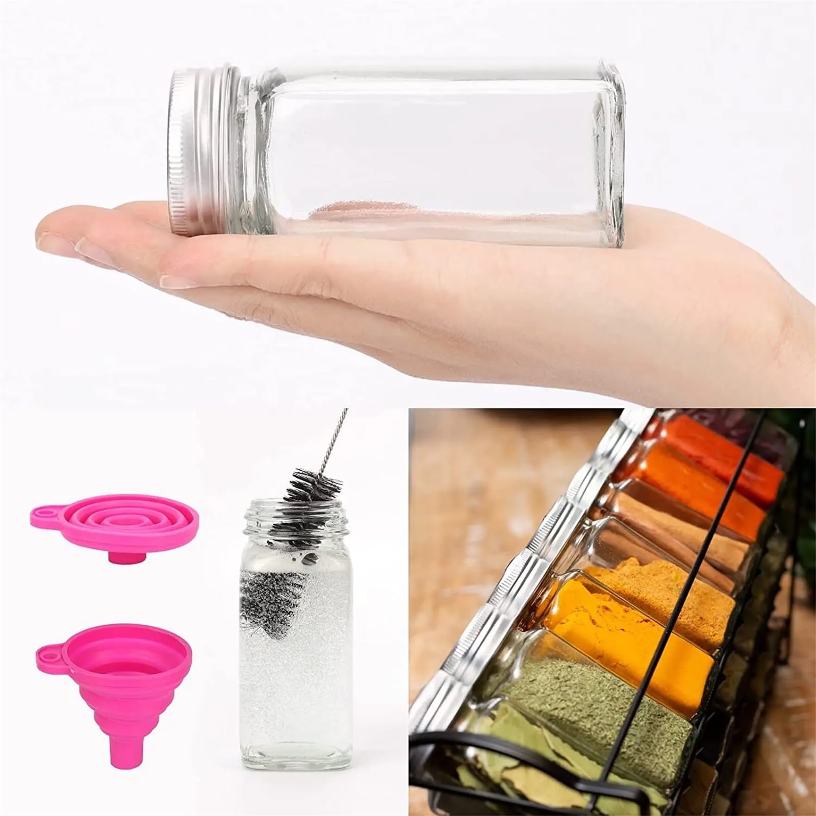 Barattoli Spezie 24 bottiglie di condimento for la cucina domestica con etichette for un facile accesso e pulizia