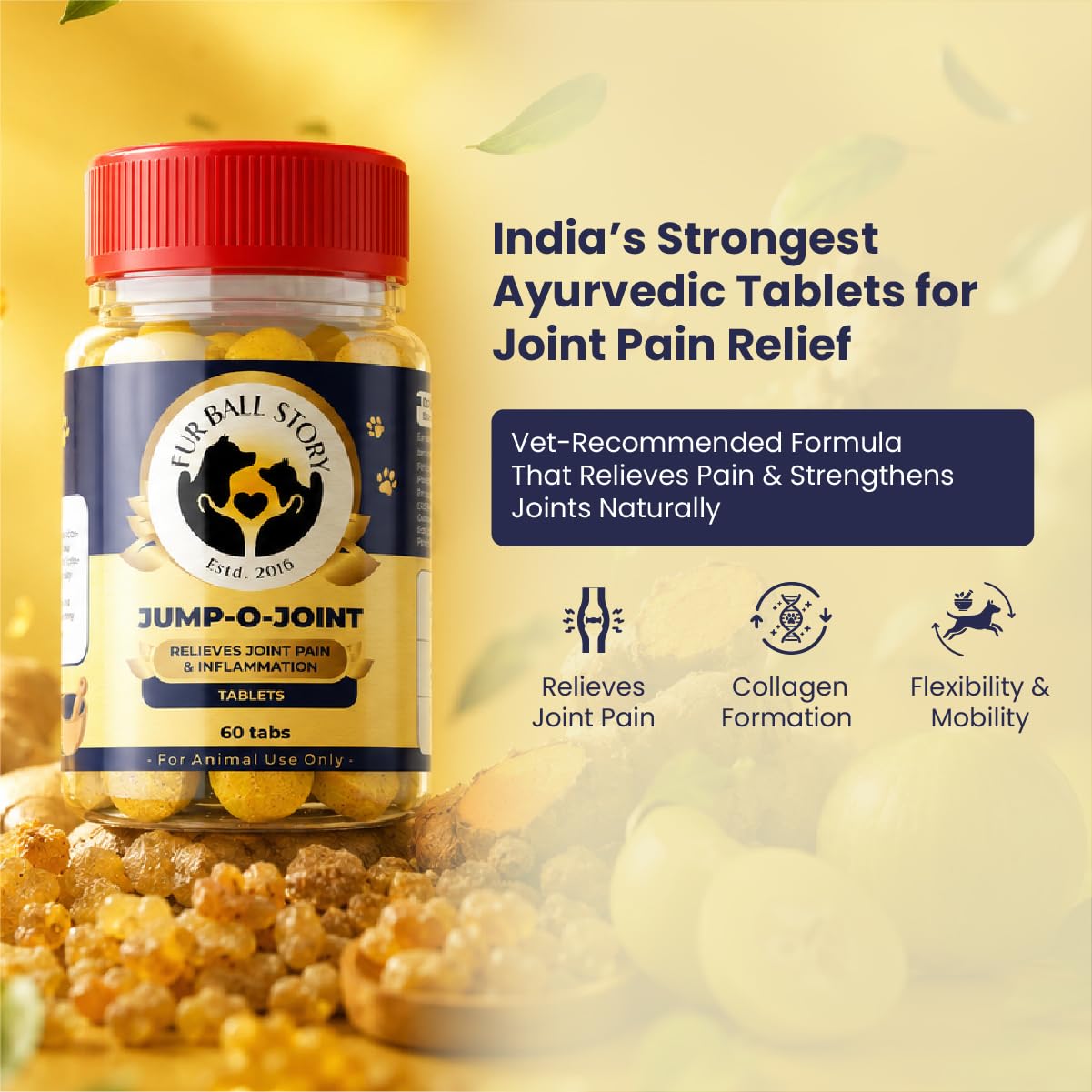 Fur Ball Story Jump-O-Joint Mobility Tablets for Dogs & Cats – 60 Tablets | Supports Joint Health & Flexibility | Promotes Cartilage Support | Daily Joint Supplement — Amazon image 2