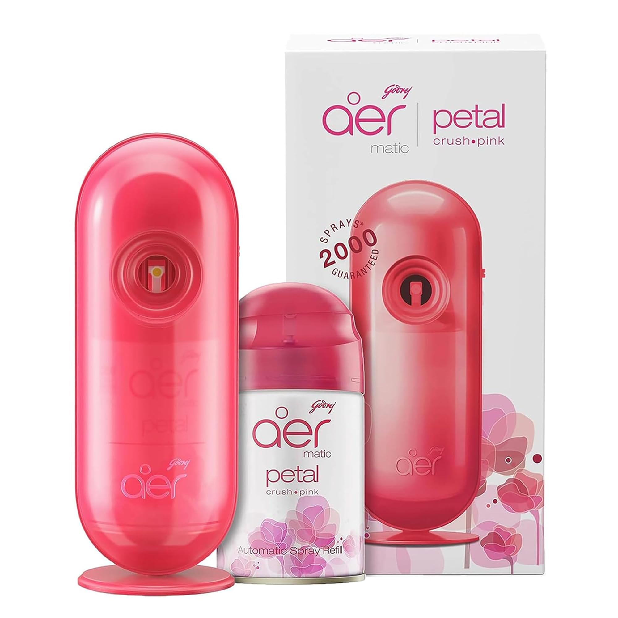 Godrej aer Matic, Automatic Air Freshener Kit with Flexi Control - Petal Crush Pink (225 ml)-image-23
