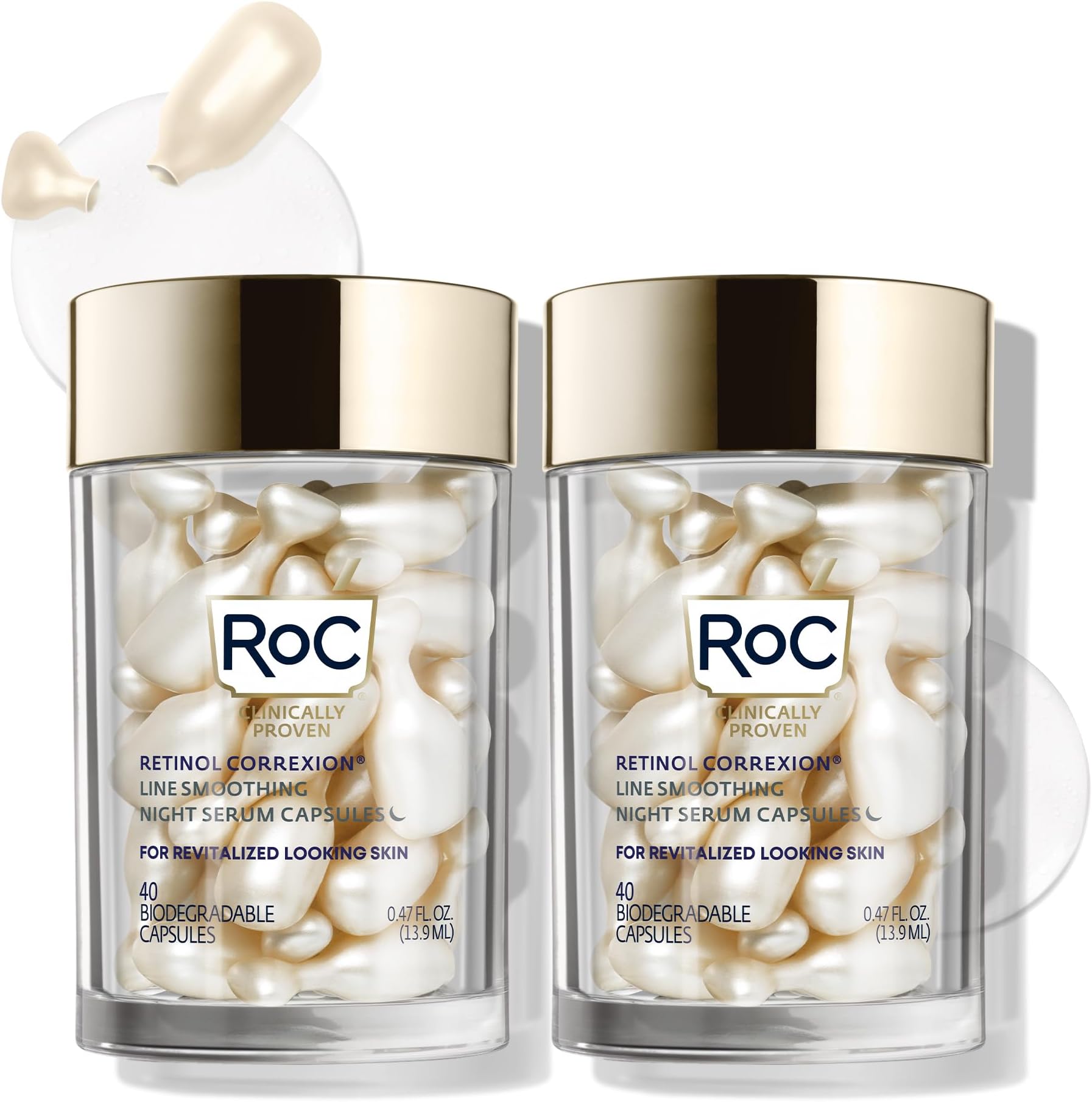 RoC Retinol Correxion Line Smoothing Night Retinol Serum, 80 Capsules (Limited Edition Value Set)