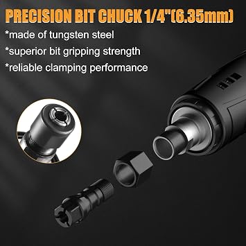 Cordless Die Grinder for DEWALT 20V MAX Battery, 1/4 Power Heavy-Duty Stright Grinder Tool with Safe Paddle Switch, 25000RPM, 3 Variable Speed, Tool Only
