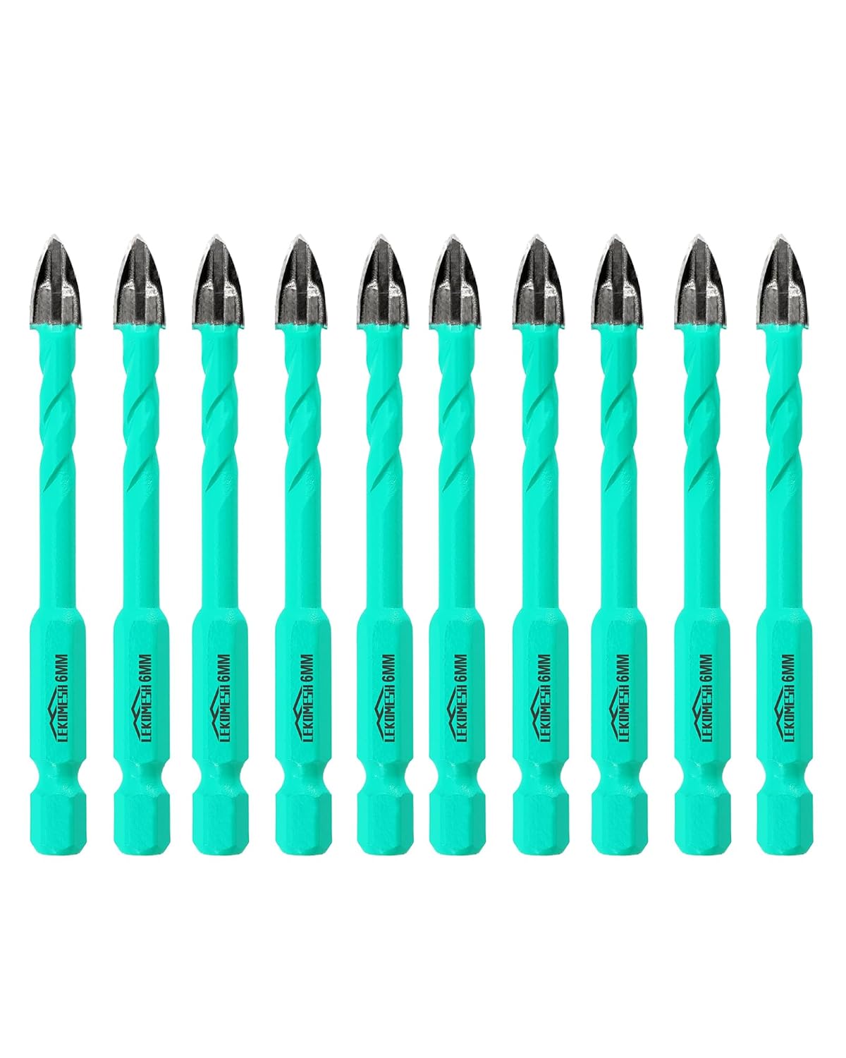 Masonry Concrete Drill Bits - 10pcs 1/4Inch (6mm) Carbide Drill Bits Tip for Wood, Plastic, Masonry, Ceramic Tile, Concrete, Marble, Quick Change Hex Shank