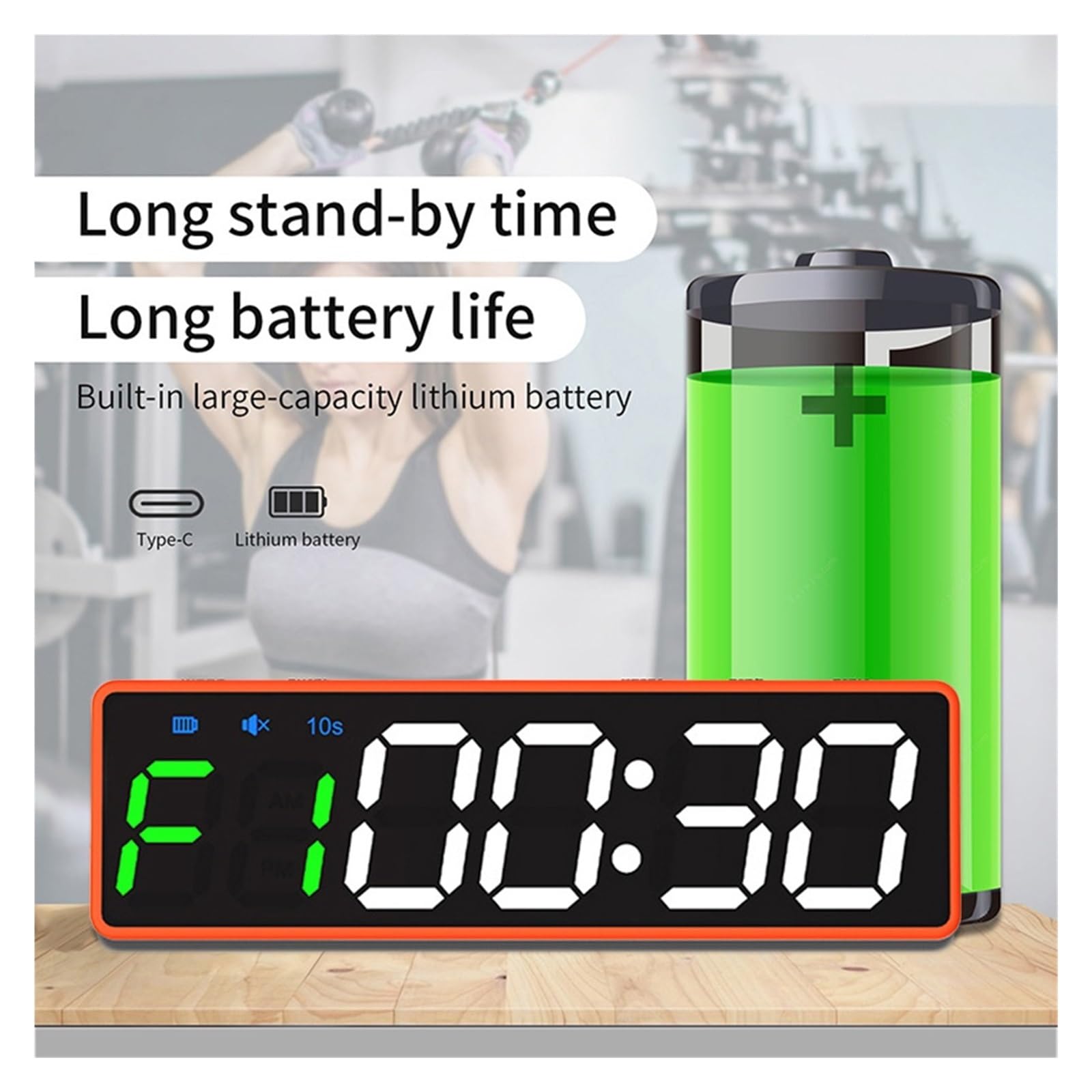 Timer Palestra, Display digitale magnetico Temporizzatore for palestra sportiva Orologio for allenamento fitness ricaricabile Multi-scene Timer a LED Palestra for la casa Attrezzi for il fitness(A in