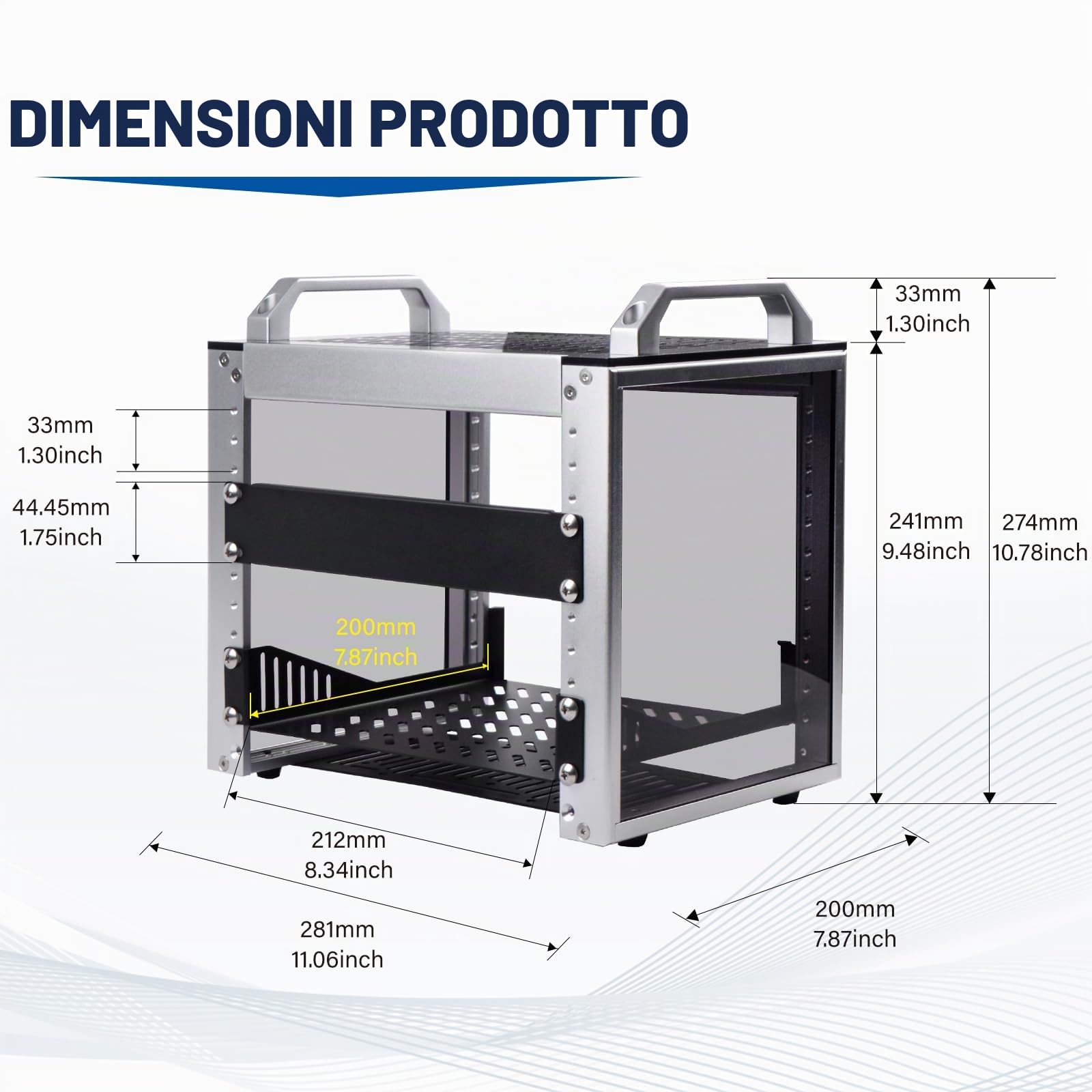 GeeekPi Armadio per server 4U, rack per server da 10 pollici per apparecchiature di rete, audio e video, custodia per montaggio su rack DeskPi RackMate T0