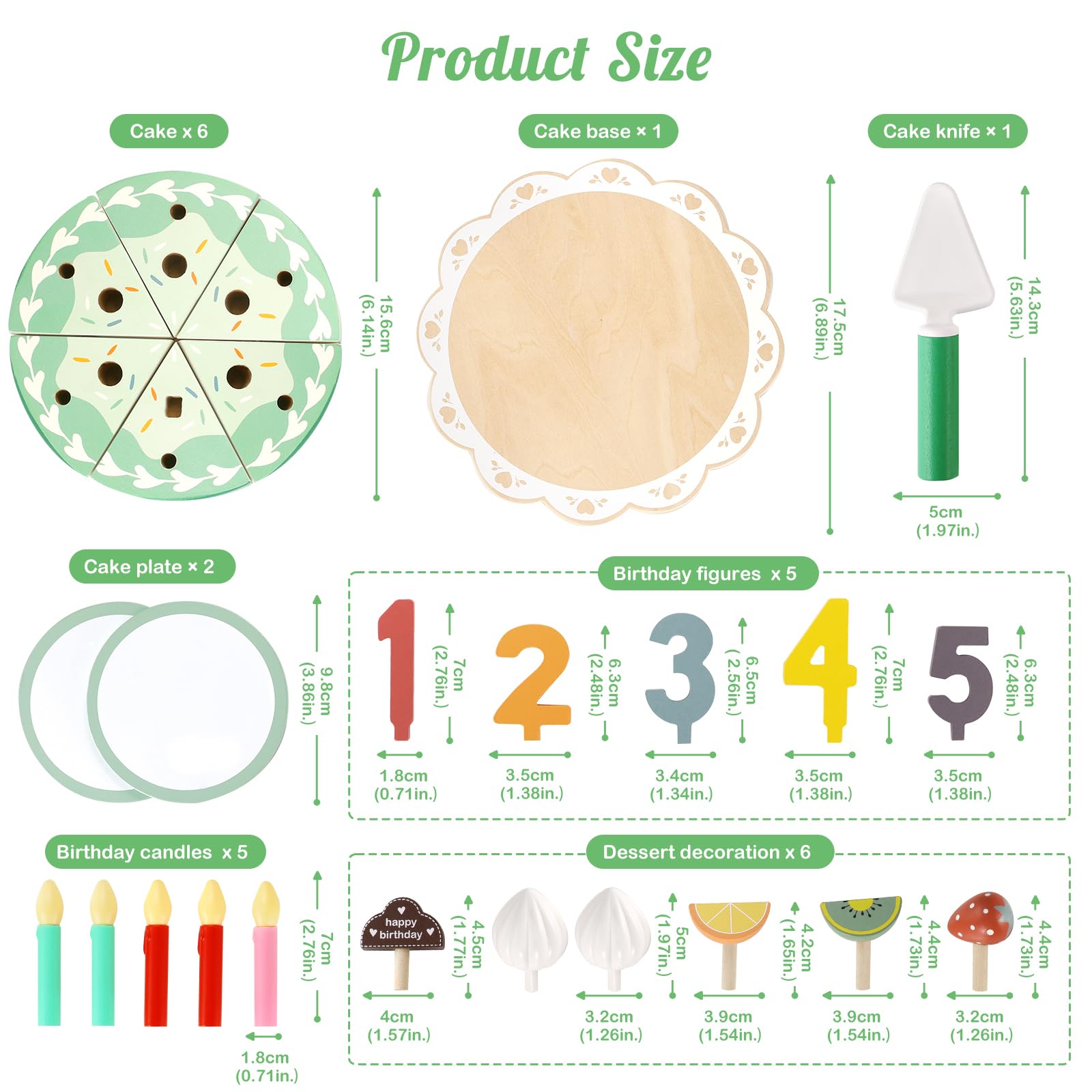 GAGAKU Giocattolo di legno per torta di compleanno, gioco di ruolo per bambini, gioco di ruolo fai da te per tagliare la torta di compleanno con candele, regalo per bambini e bambine