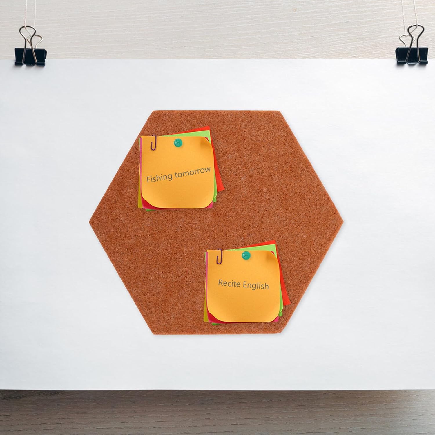 SOLUSTRE 10pcs Hexagon Felt Pin Wall Board Thick Decorative Bulletin Tiles with Push Pins for Home Office Photo Display and Message Organization