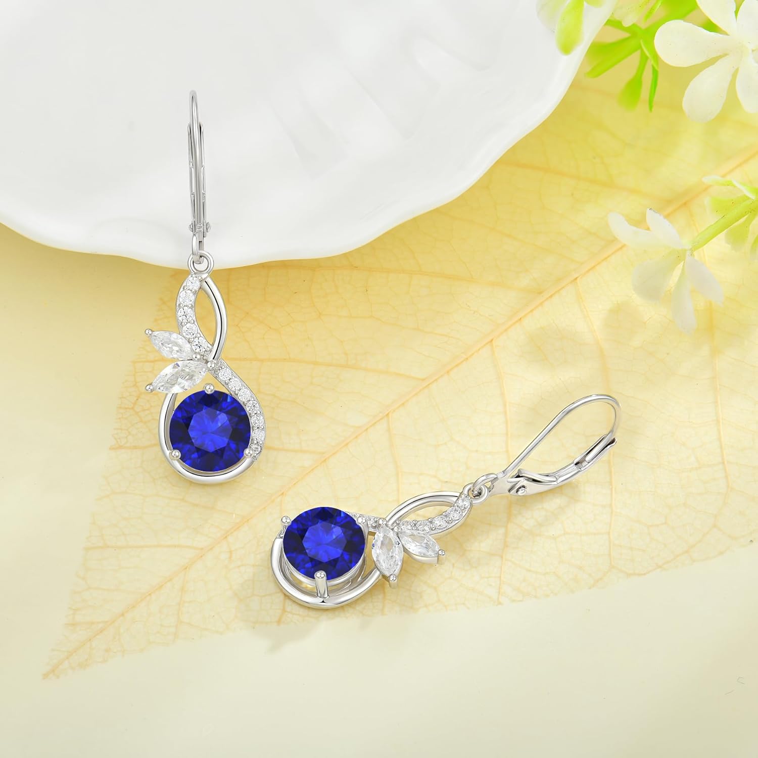 Infinity Earrings 925 Sterling Silver Butterfly Dangle & Drop Earrings Birthstone Leverback Earrings for Women Birthday Valentine's Day Christmas Jewelry - Image 2