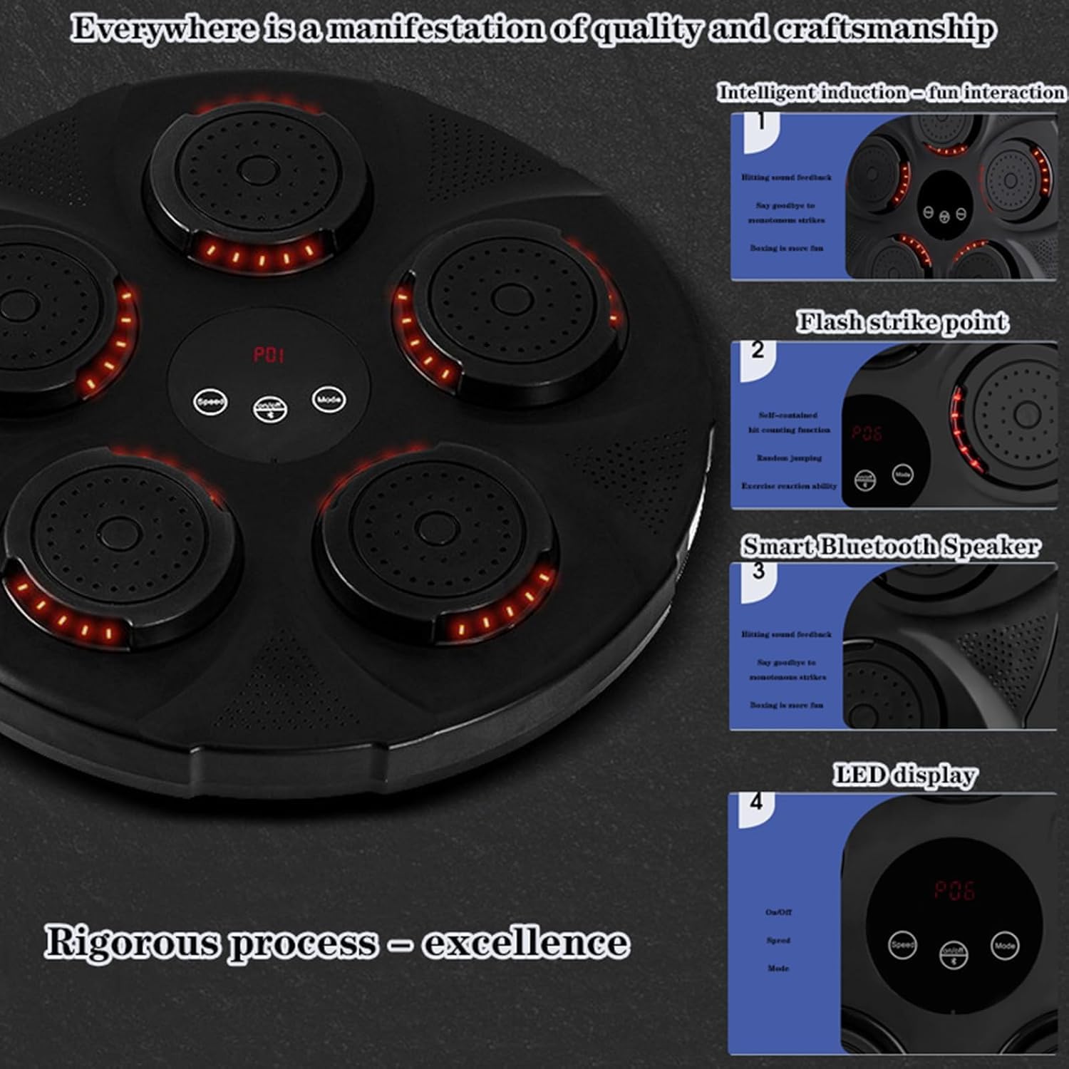 Drumstone (๐ญ๐ฌ ๐ฌ๐ฒ๐ฎ๐ฟ๐ ๐ช๐ฎ๐ฟ๐ฟ๐ฎ๐ป๐๐) Home Workout Boxing Trainer with Sync Punch Beats, Timer & Real-Time Feedback 1