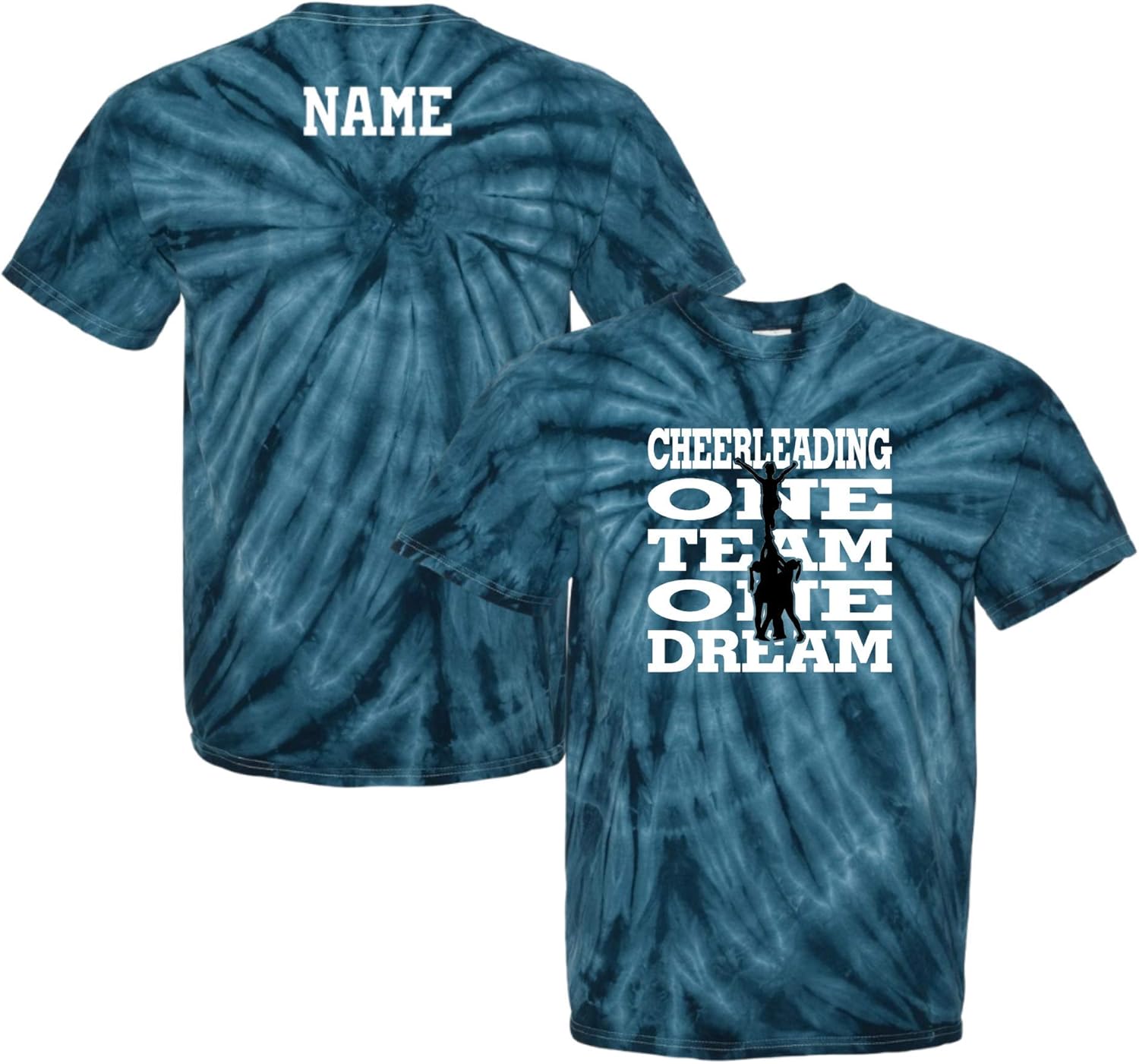 JANT girl Custom Cheerleading Tie Dye T-Shirt One Team One Dream White Logo