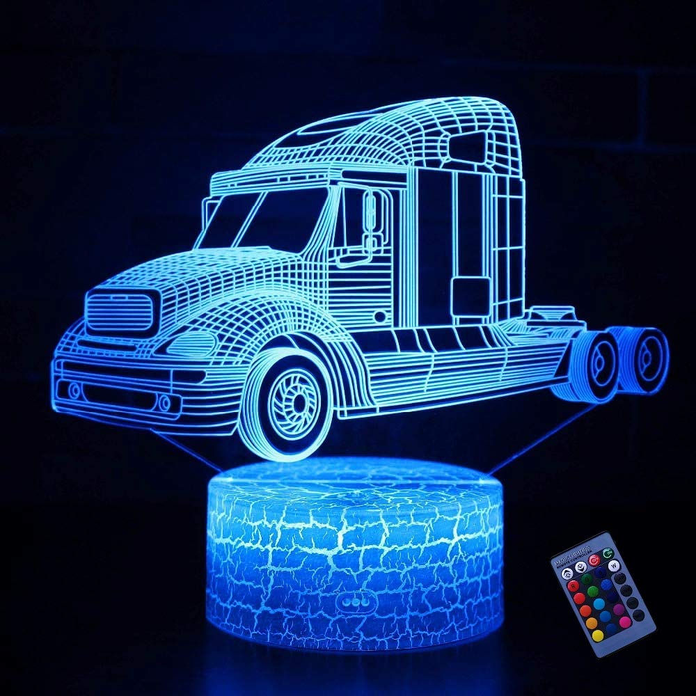 YTDZLTD Creativo 3D Camión De Bomberos Luz De Noche Control Remoto 16 Colores Que Cambian USB