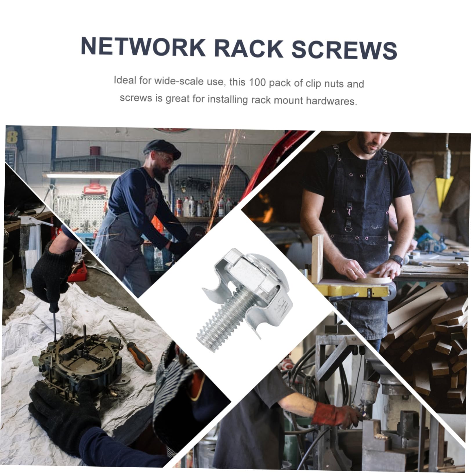 MERRYHAPY Machine Screws for Rack Mount 100 Pcs Assortment Square Cage Nuts Server Cabinet Nut Clip Nuts