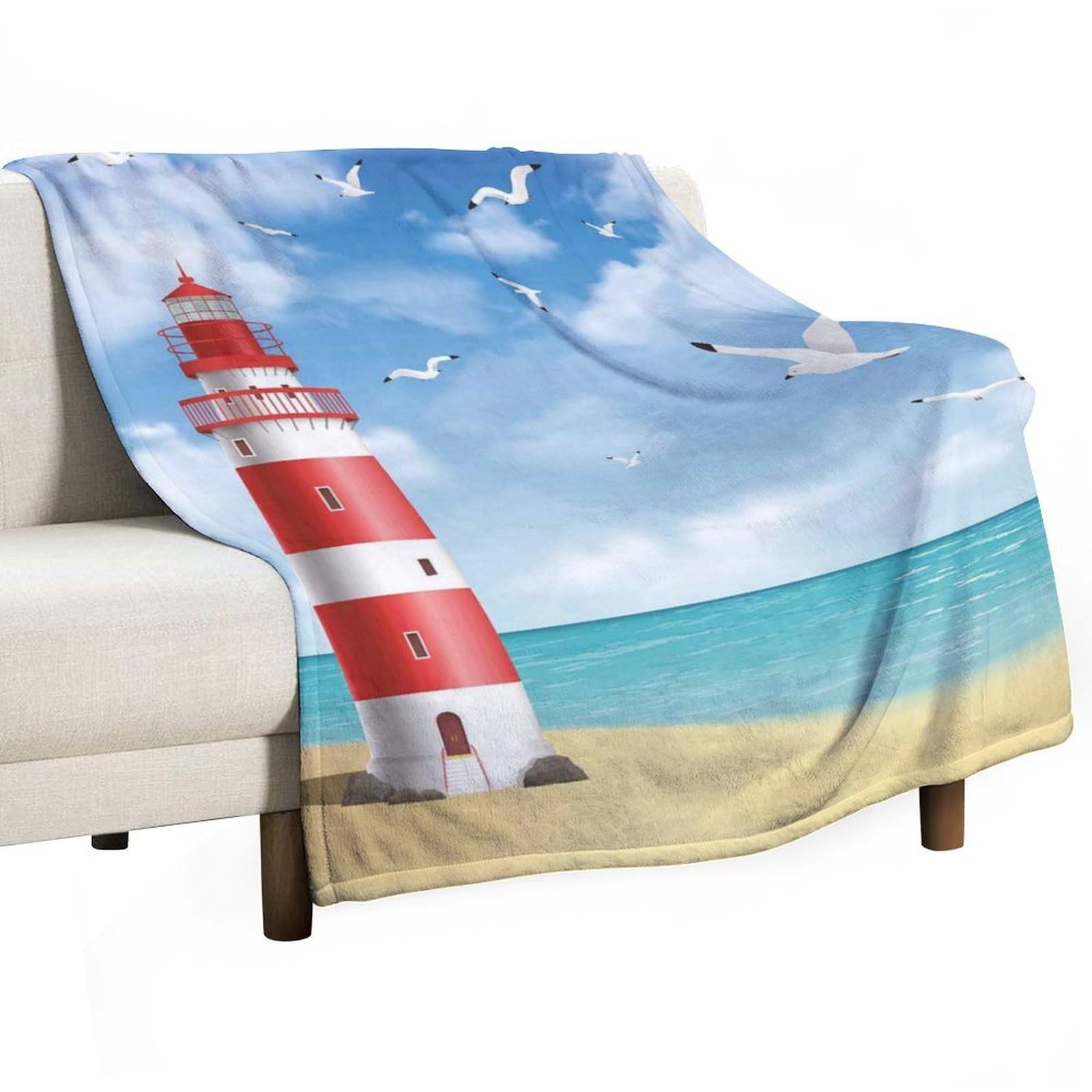 Hxwokrum Flannel Blanket, Lighthouse Throw Blanket for Couch Sofa Bed Office, Soft And Comfortable Without Pilling