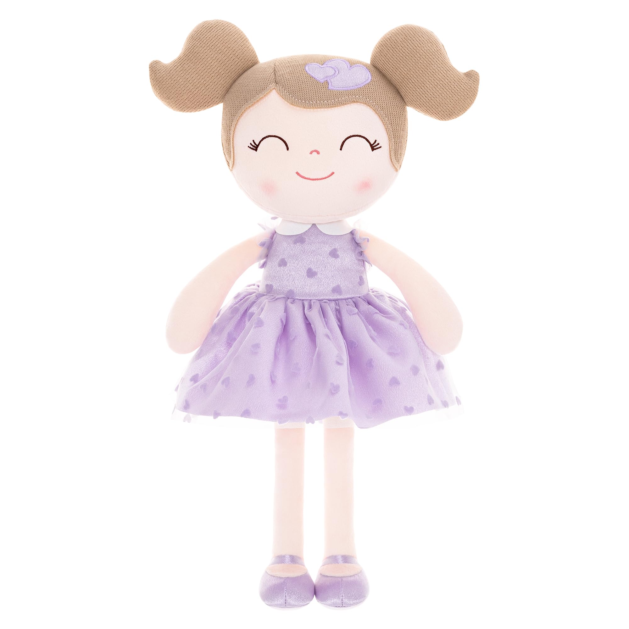 Gloveleya Baby Doll Valentines Day Gifts I Love You Gifts Soft Toy Plush Dolls Purple Flocking Heart Girl 16 Inches