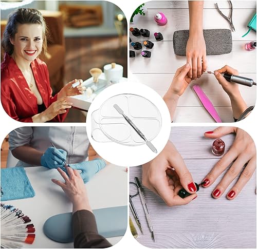 2sets Makeup Mixing Palette with Spatula for Cosmetic Color Mixing Makeup Artist Supplies and Nail Art Tools for Women