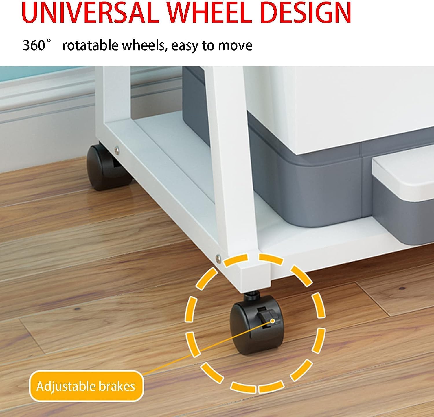 Druckerständer Rollender Druckerwagen, Druckerständer, 3-stufiges Druckerregal, Druckerregal Unter Dem Schreibtisch Für Das Heimbüro Druckerständer Schreibtisch ( Color : Black , Size : 48*38*75cm )